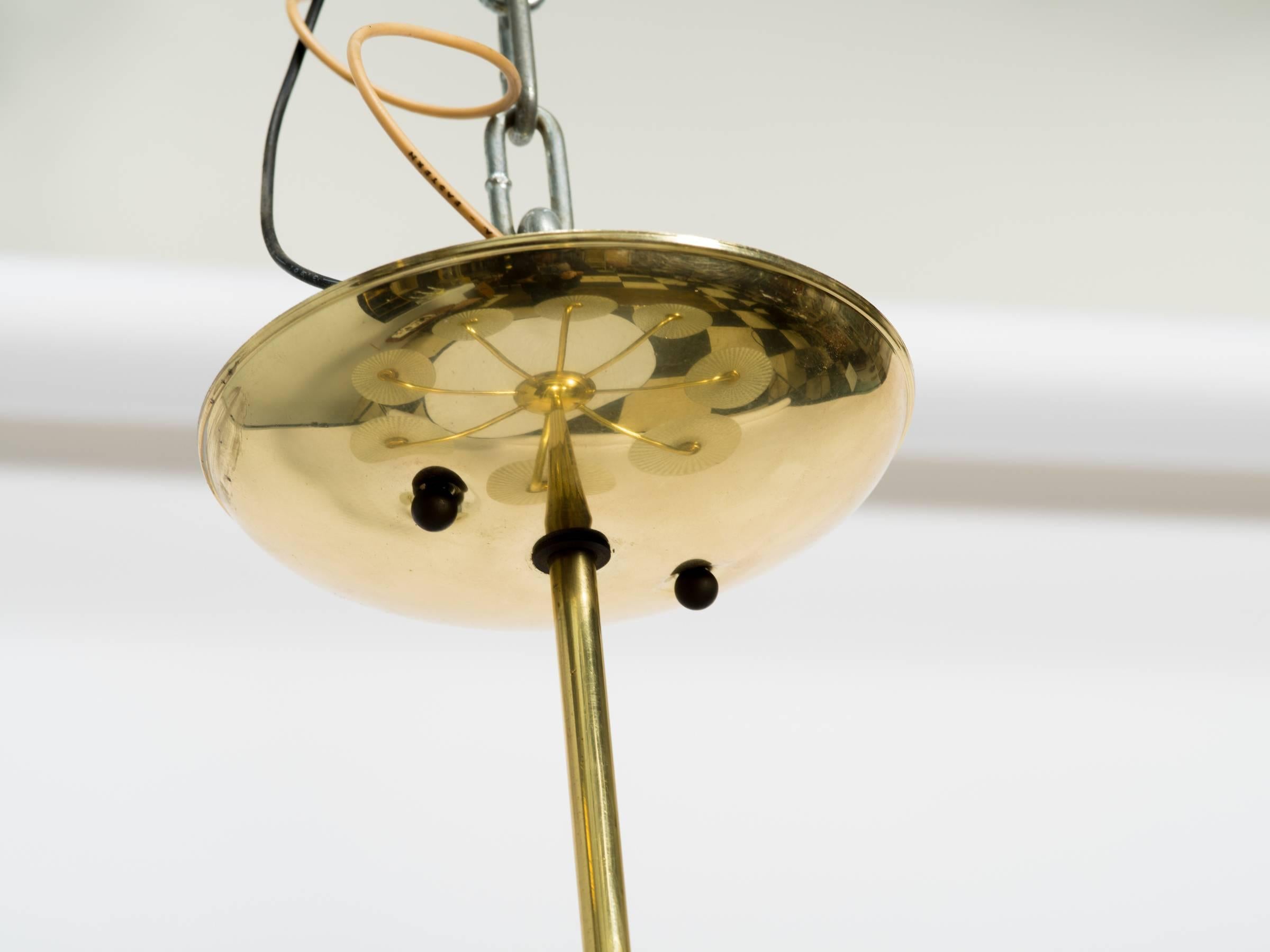 Stilnovo Brass Chandelier with Glass Bobeches 1