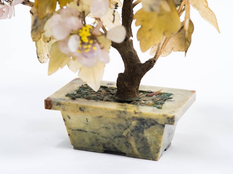 Pair of Asian Jade and Carved Stone Floral Arrangements at 1stDibs