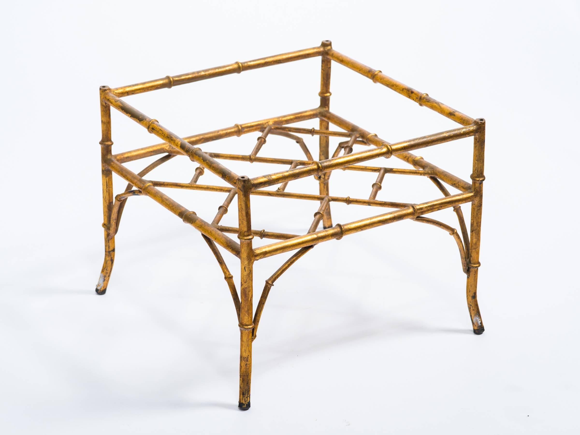 Late 20th Century Italian Gilt Metal Faux Bamboo Side Table