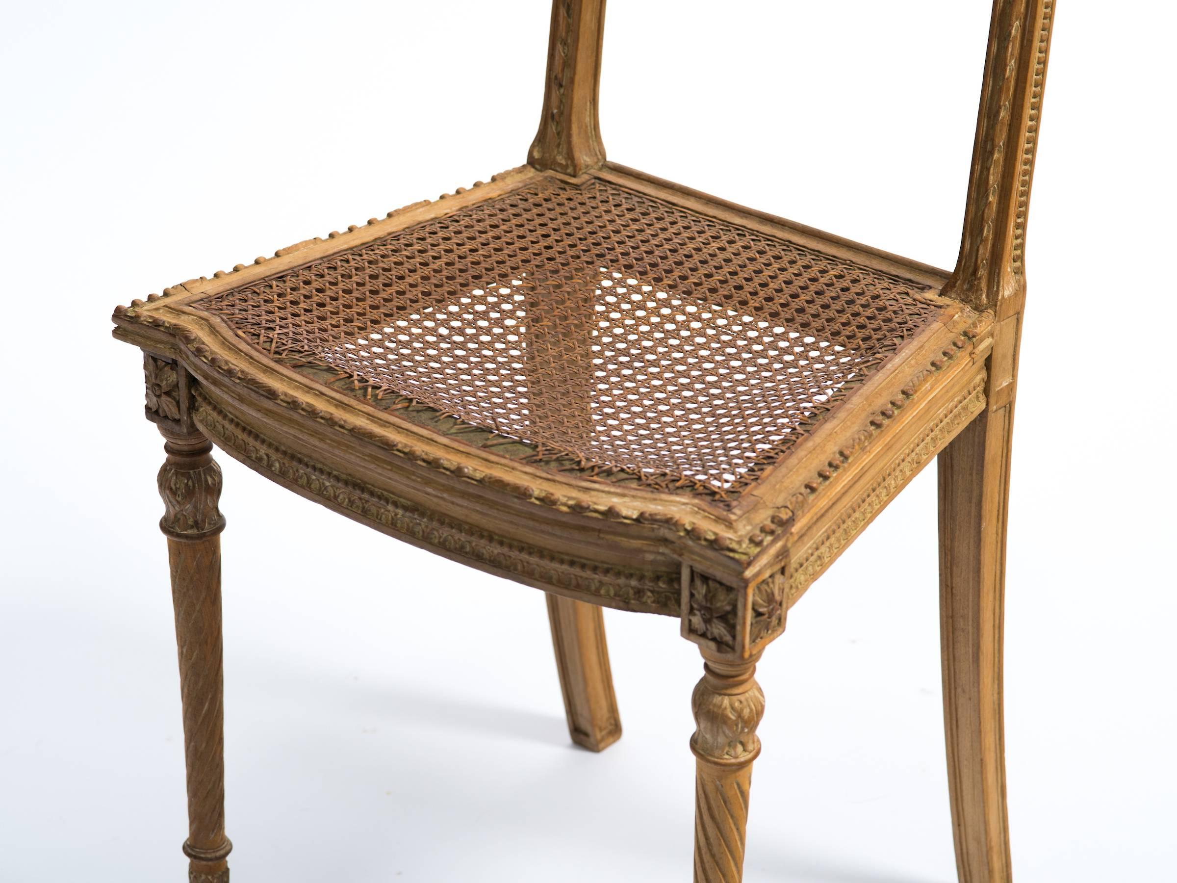 1920s Hand-Carved French Caned Side Chair In Good Condition In Tarrytown, NY