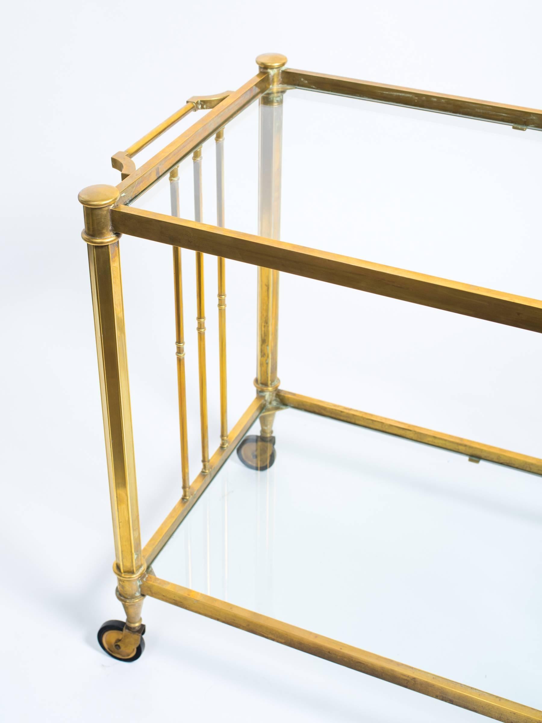 Mid-20th Century Brass Two-Tier Bar Cart