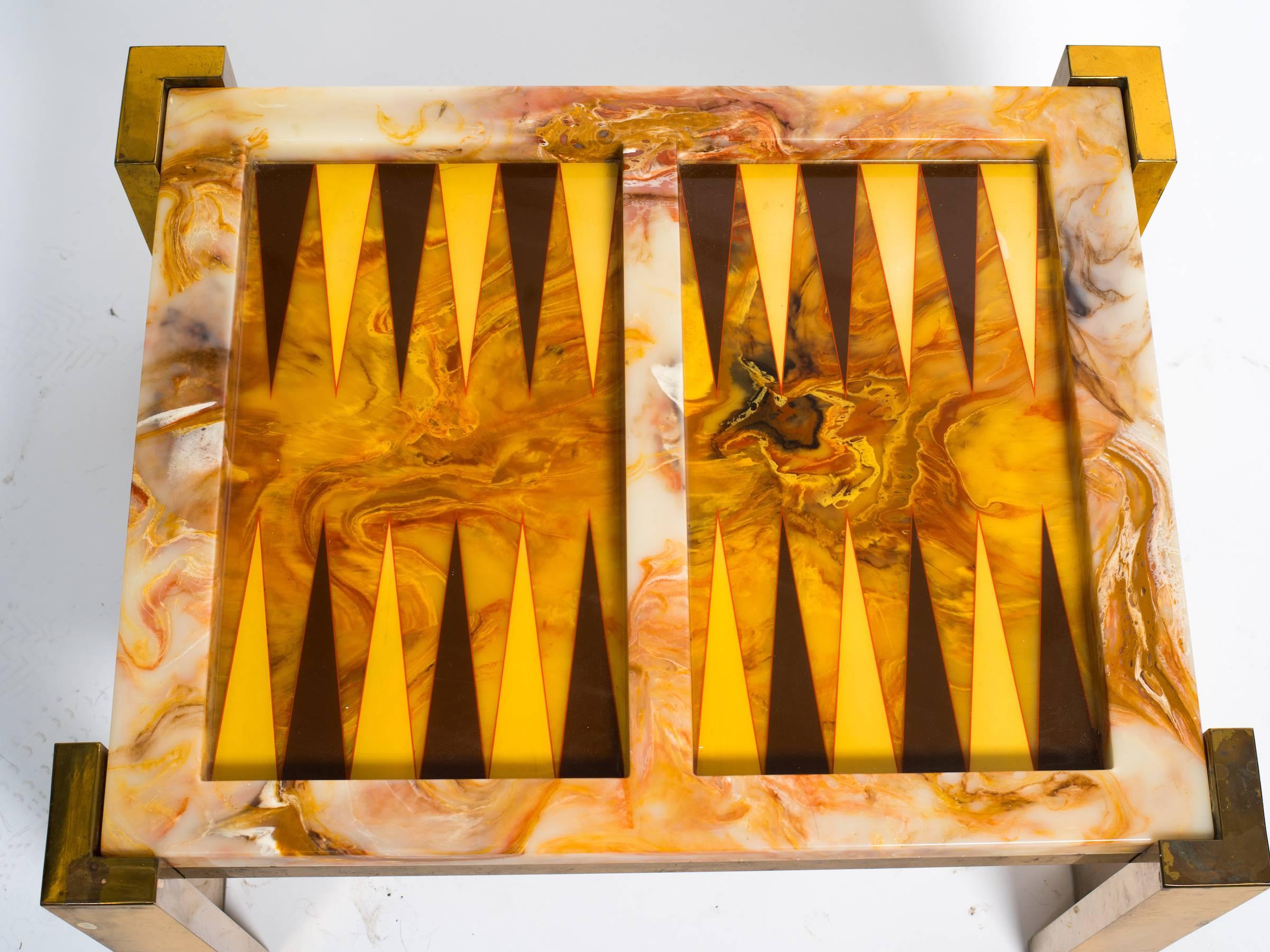 Onyx Backgammon Table on  Brass Base 2