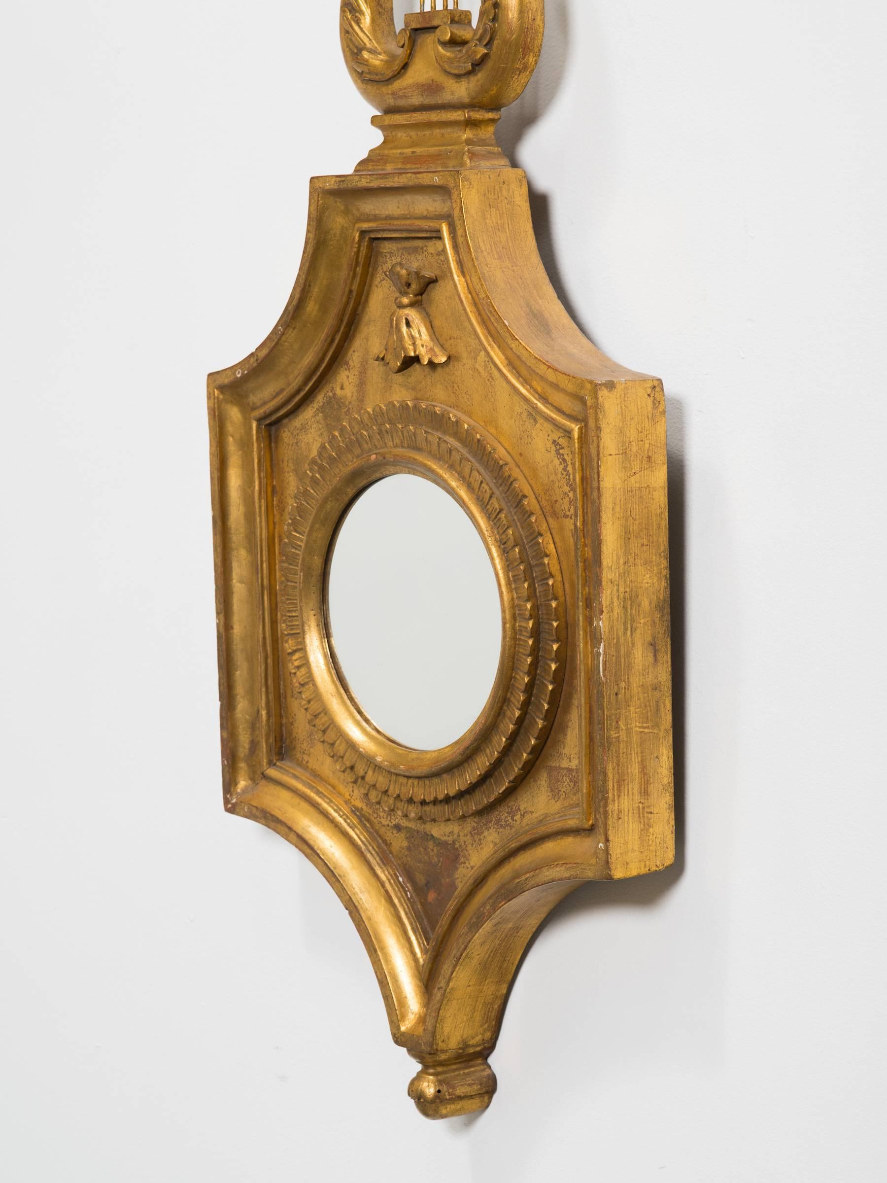 Italian Gilt Wood Lyre Mirror For Sale 3