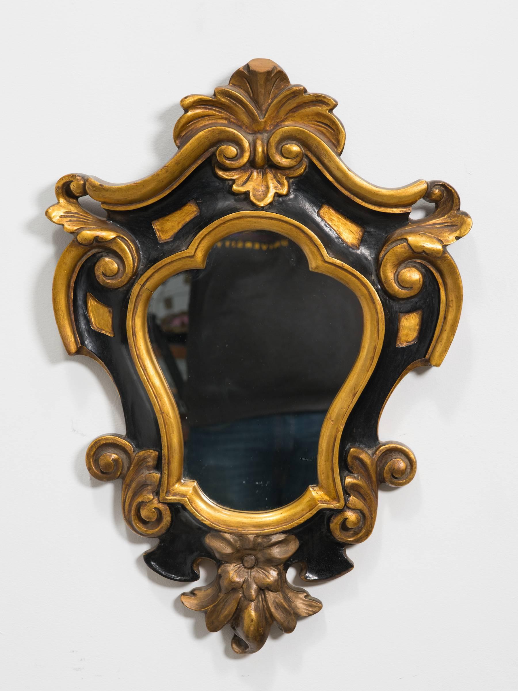 Mid-20th Century 1930s Carved Wood Rococo Style  Mirror