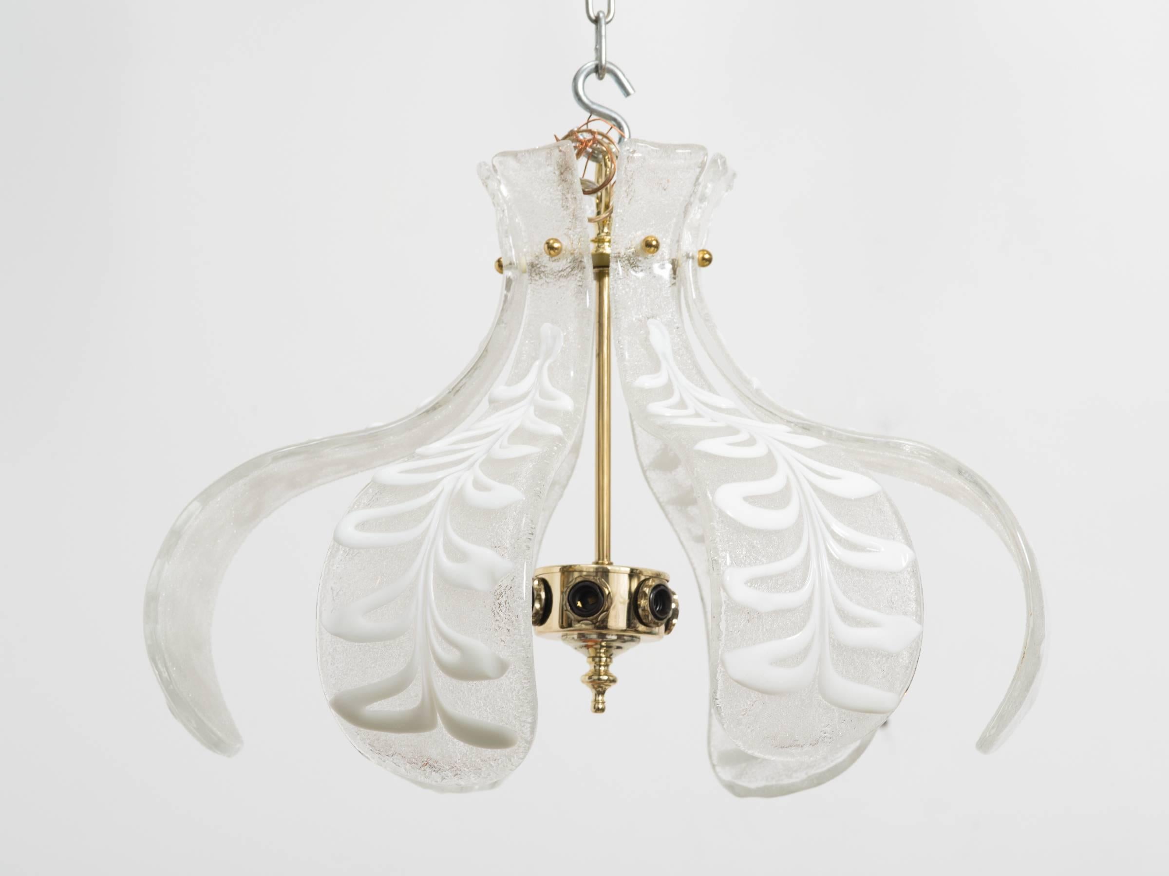 Italian Murano Leaf Chandelier For Sale