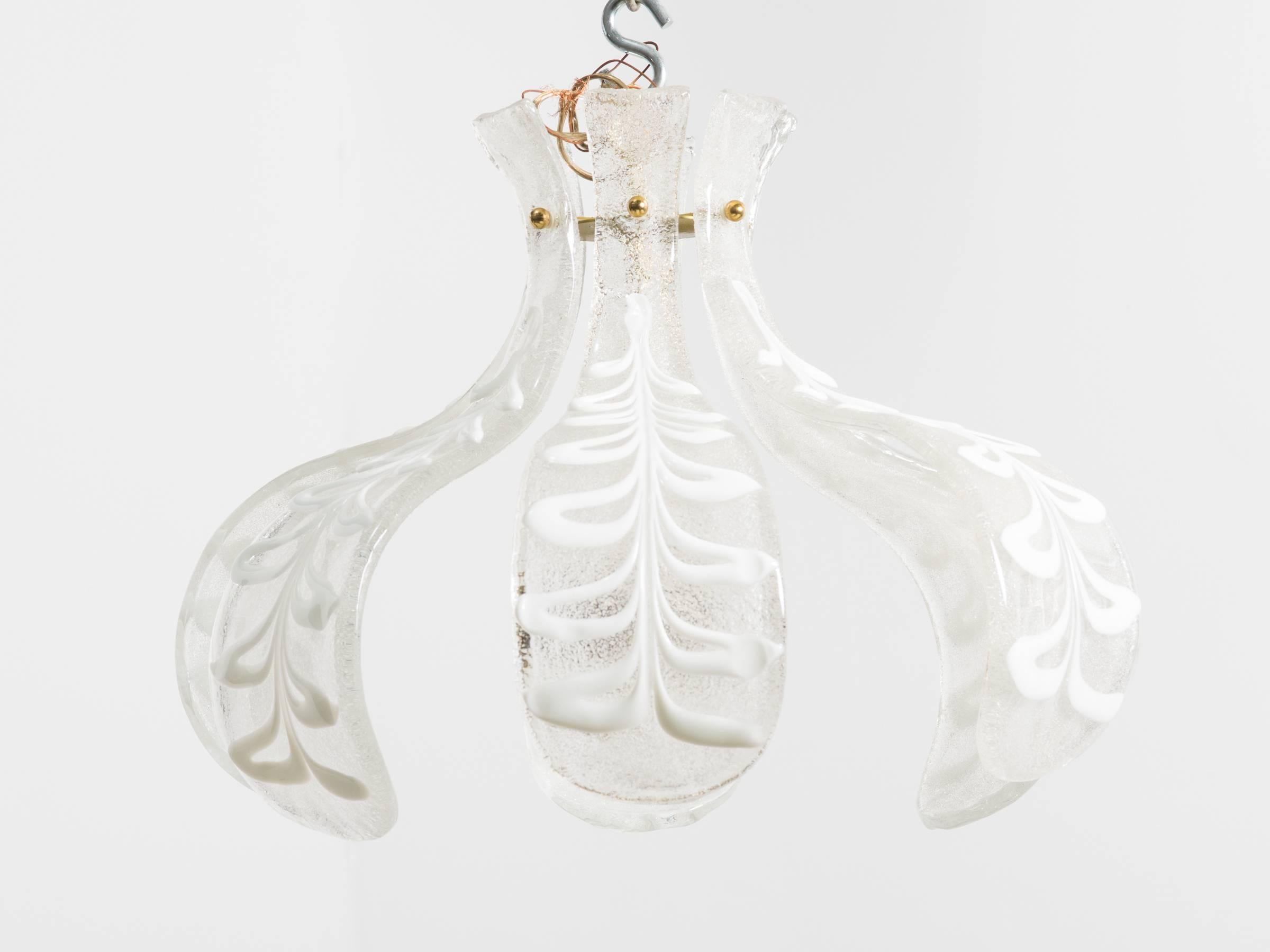Mid-20th Century Murano Leaf Chandelier For Sale