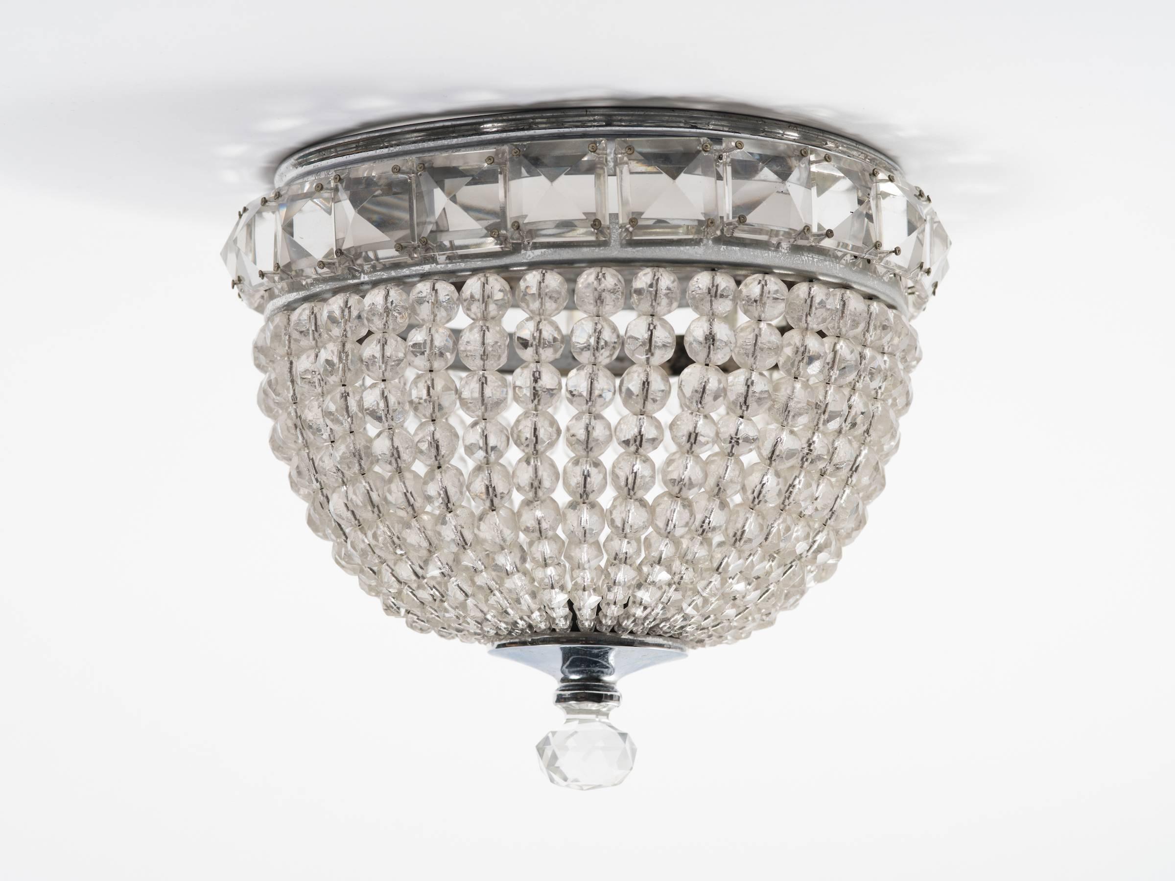 Flush Mounted French Beaded Shade In Good Condition For Sale In Tarrytown, NY