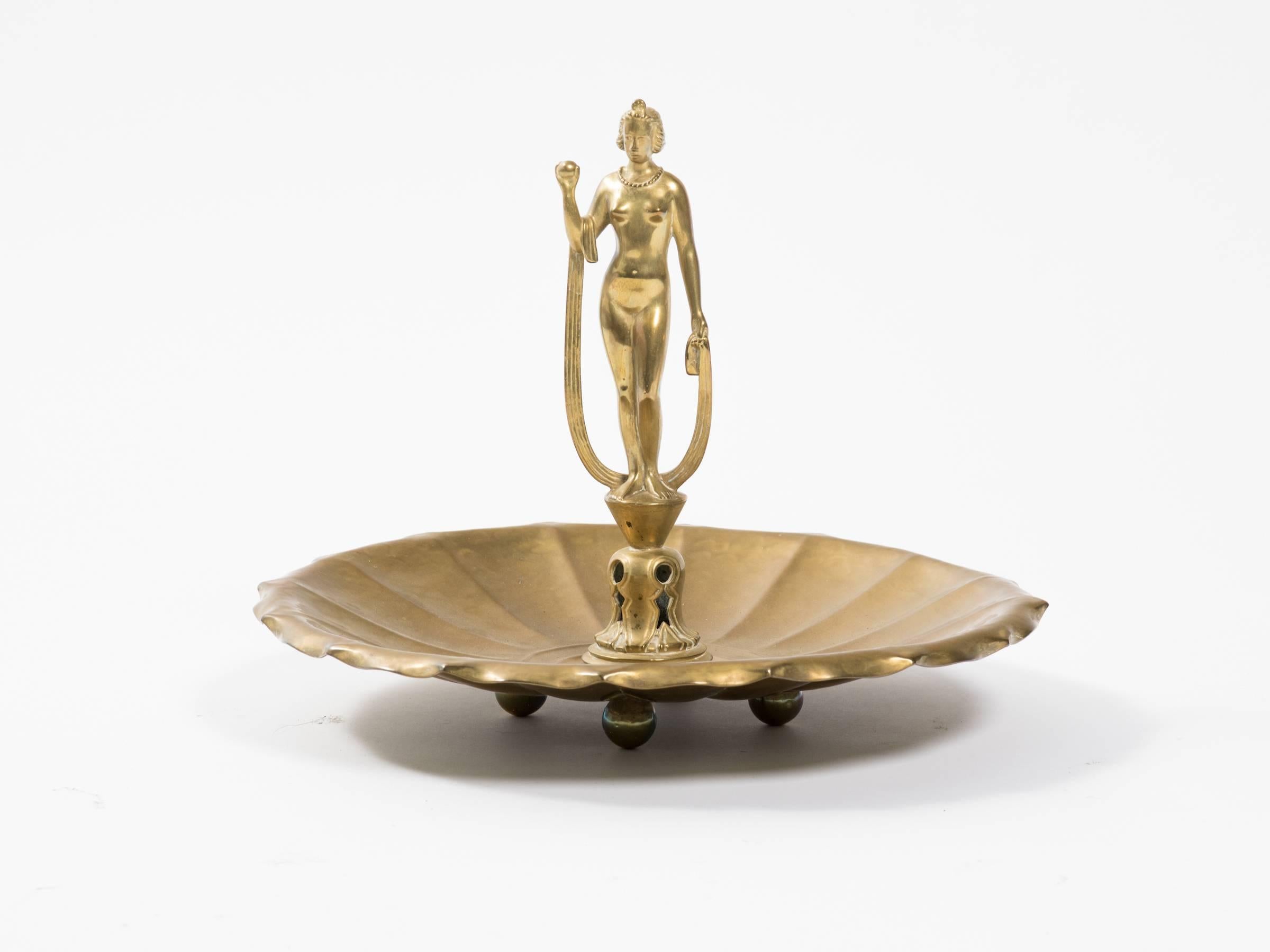 Mid-20th Century Art Deco Brass Figural Centerpiece For Sale