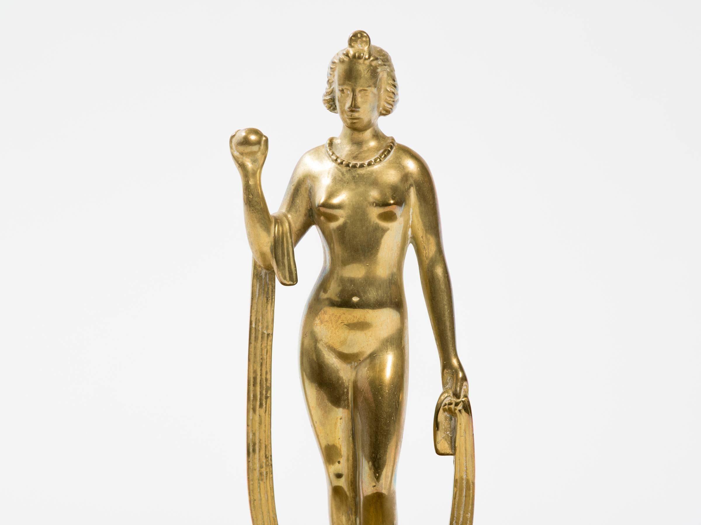 Figuraler Tafelaufsatz aus Messing im Art déco-Stil im Angebot 2
