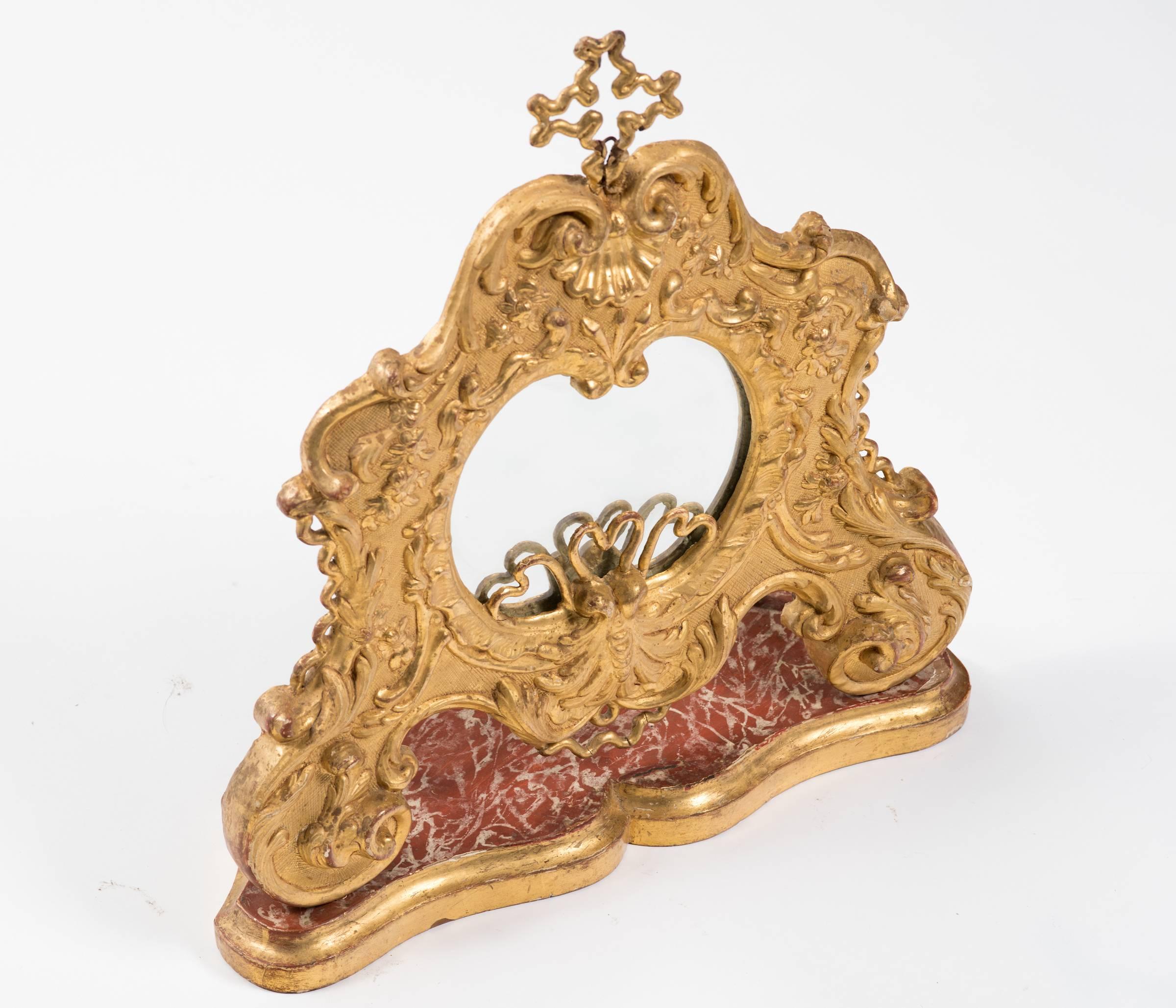 19th century giltwood Italian vanity mirror.