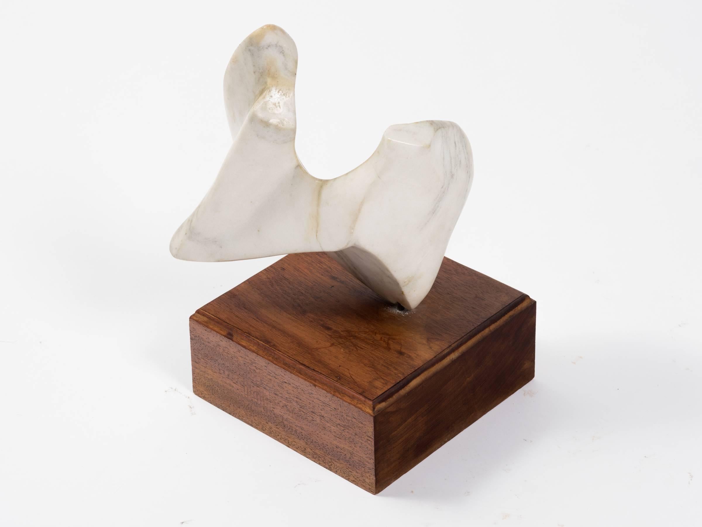Late 20th Century Abstract Marble Sculpture on Wood Base