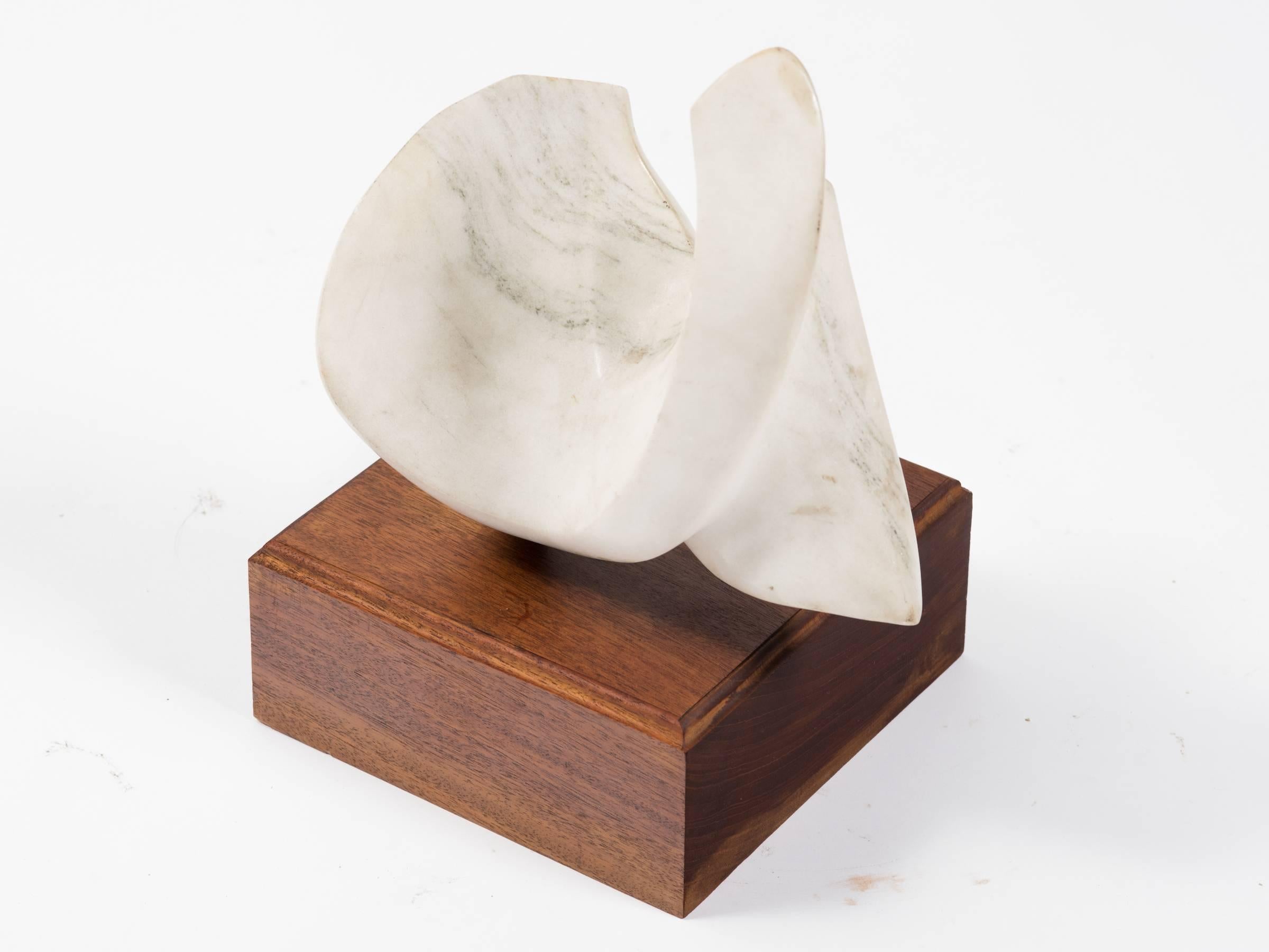 Abstract Marble Sculpture on Wood Base 2