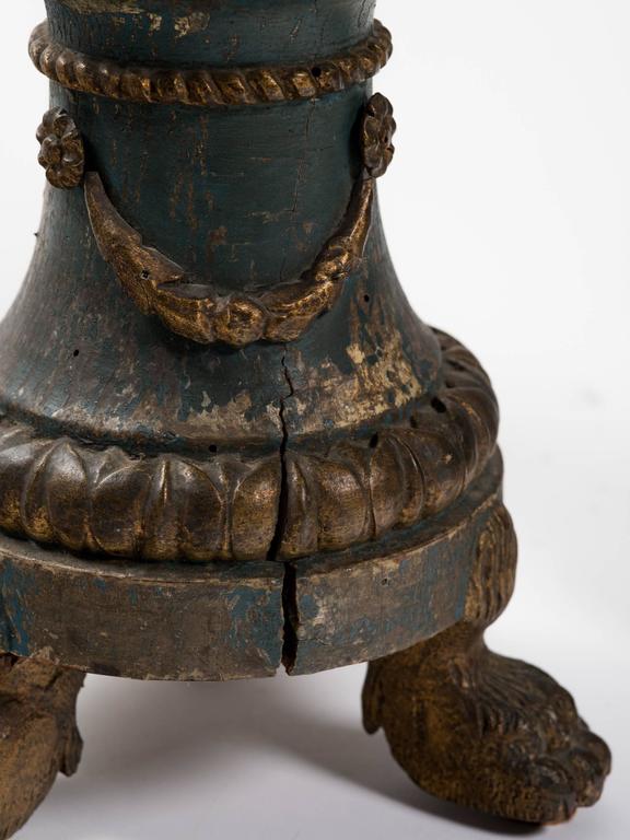 Pair of Early 19th Century Tall Italian Wood Altar Candlesticks at 1stDibs