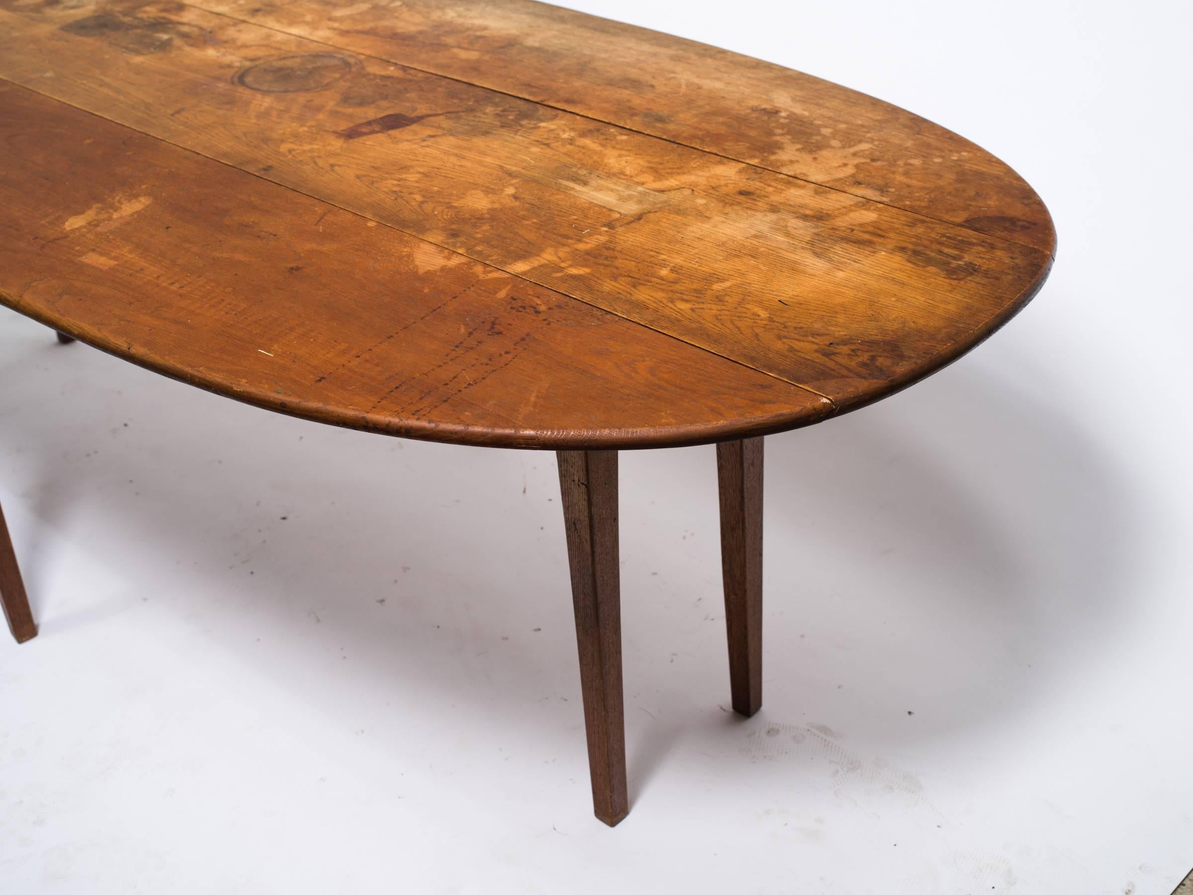 8 Foot Long Drop Leaf Farm Table In Fair Condition In Tarrytown, NY