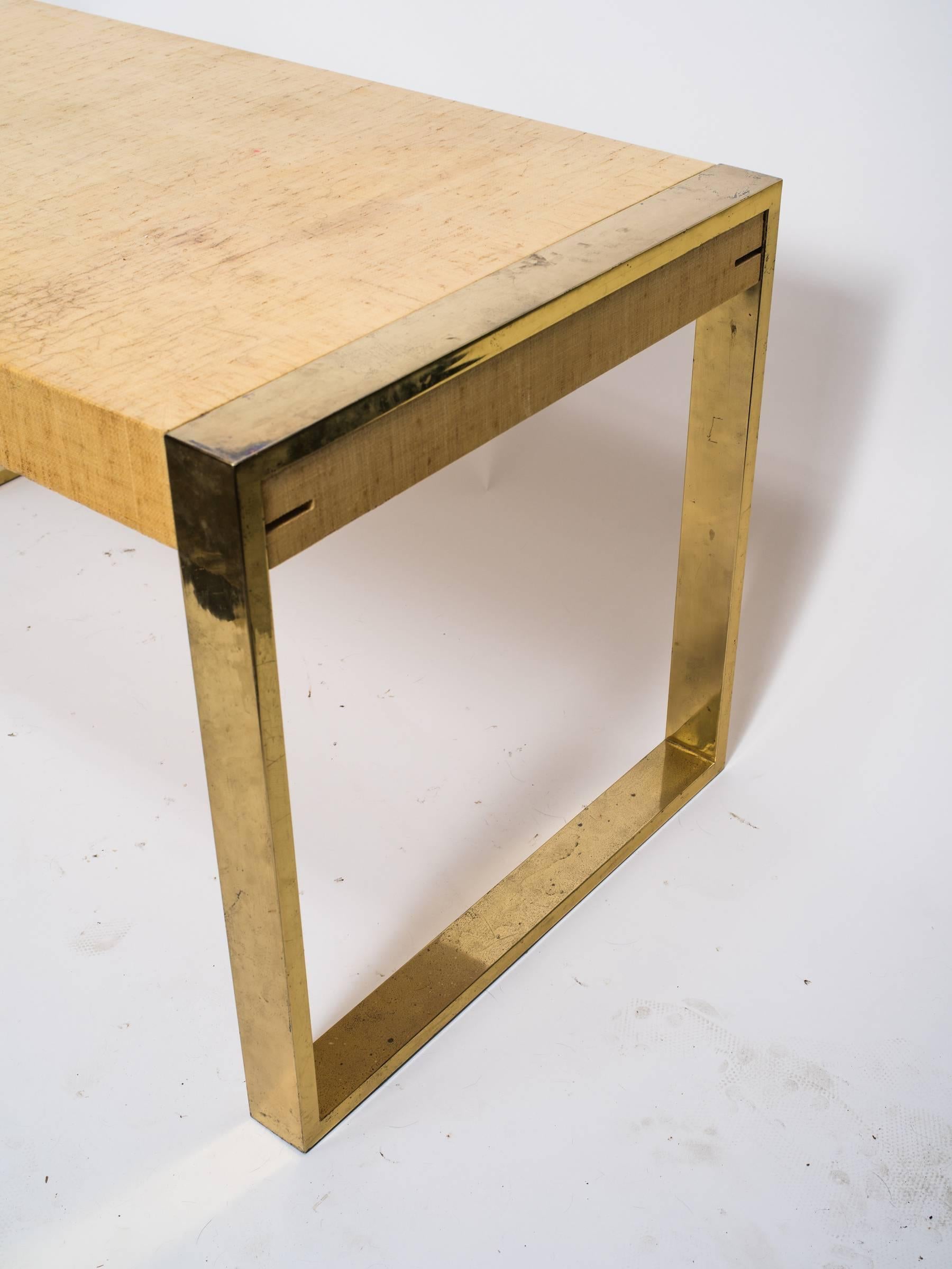 1970s Brass Base Desk In Fair Condition In Tarrytown, NY