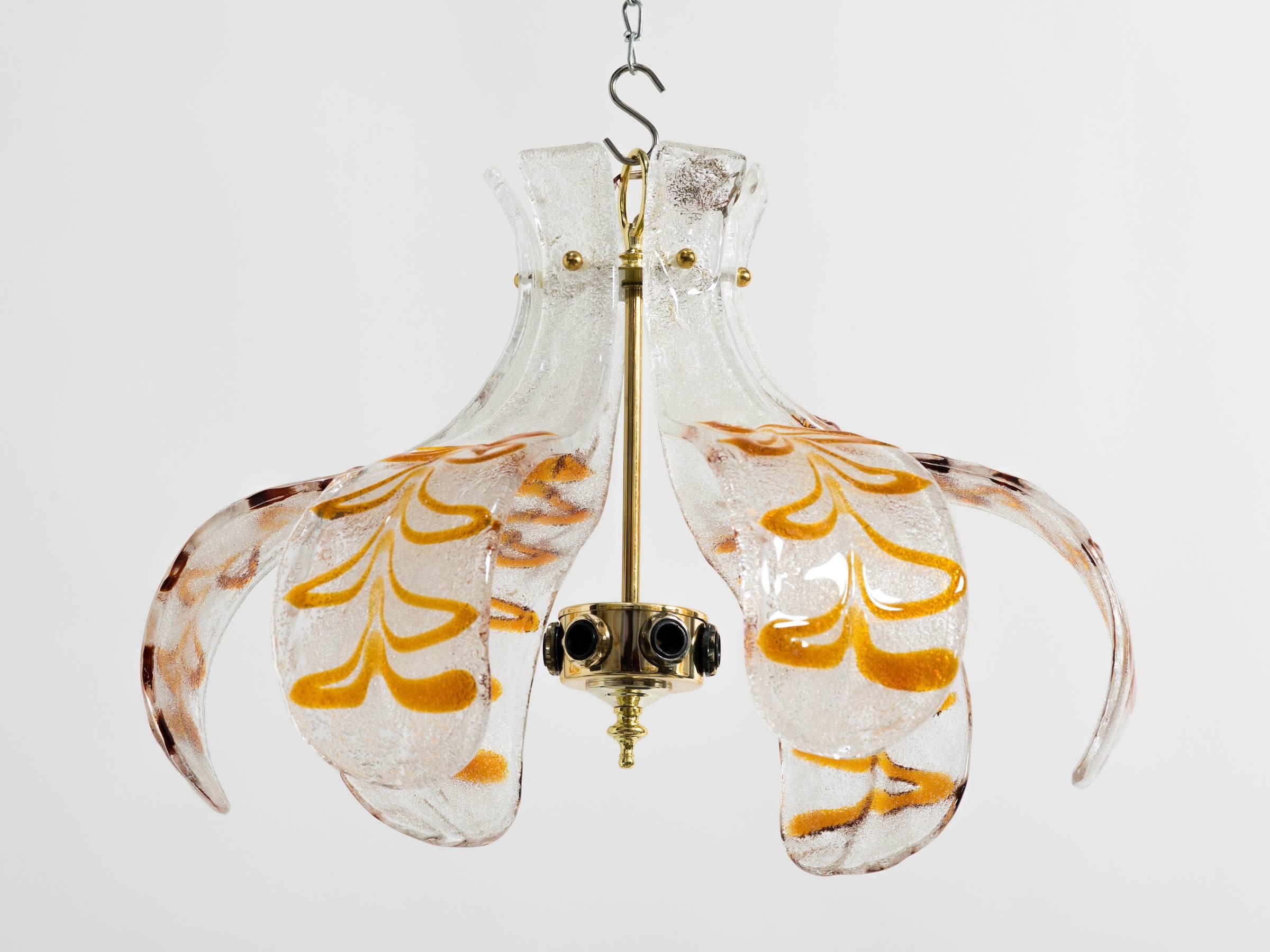 Late 20th Century 1970s Murano Glass Leaf Chandelier