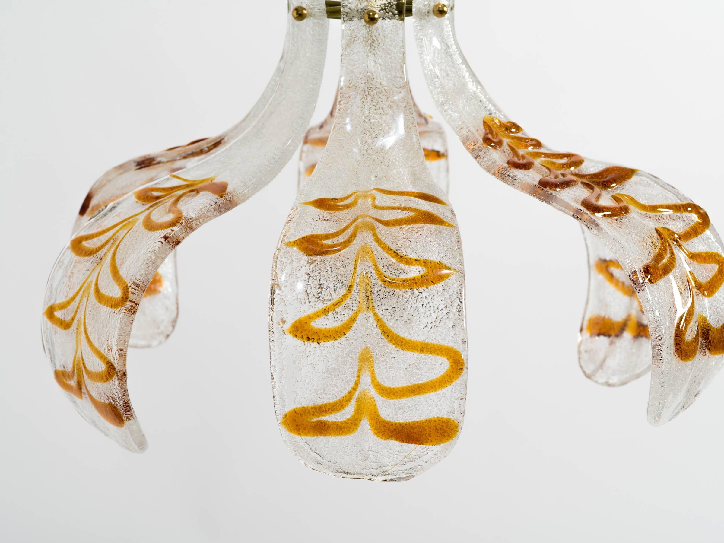 1970s Murano Glass Leaf Chandelier 2