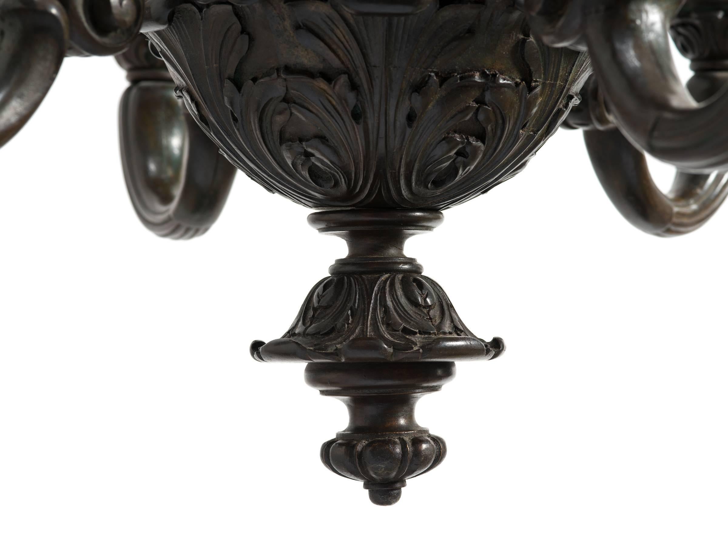 Mid-20th Century Carved Wood Chandelier