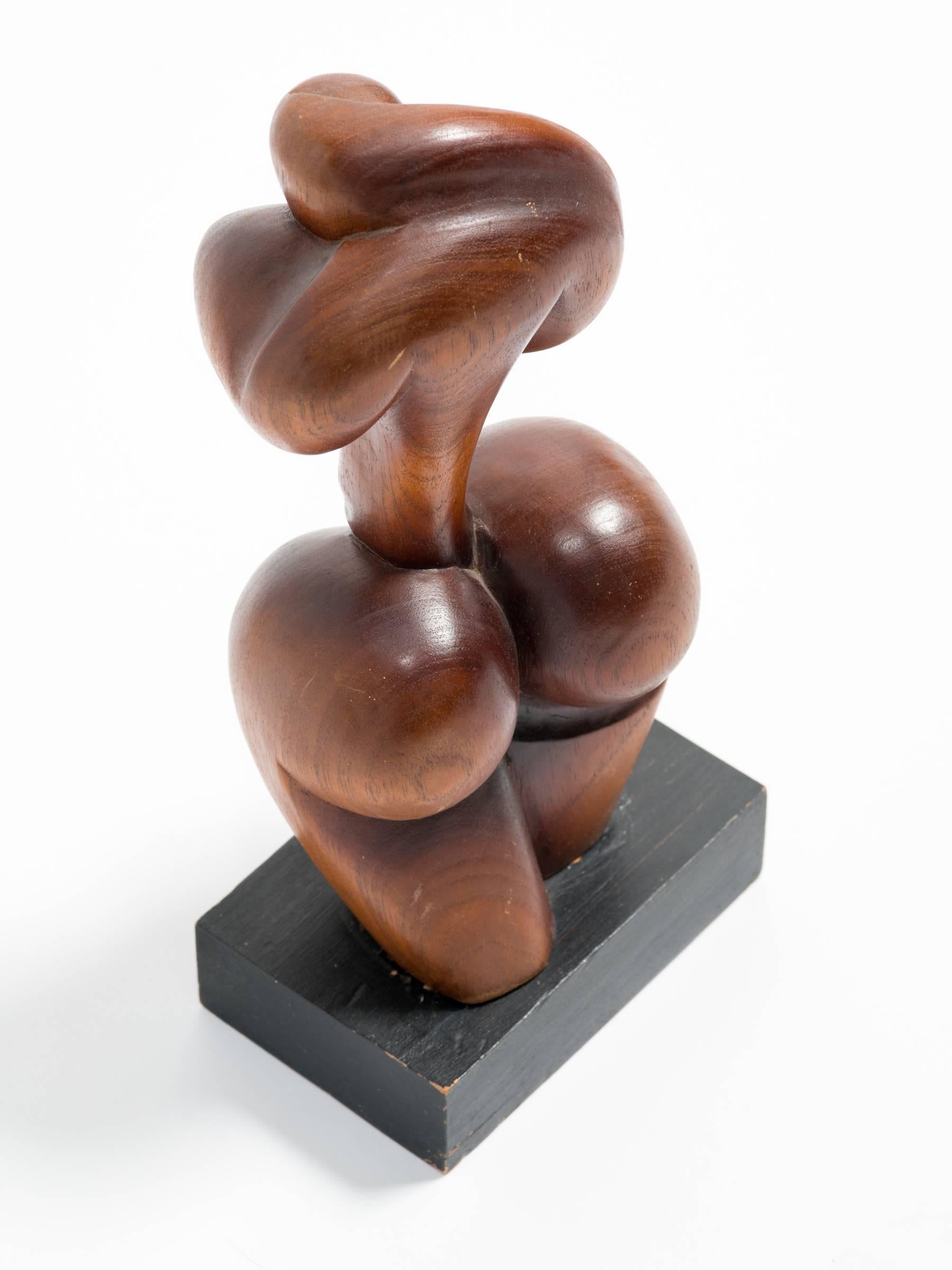 Mid-20th Century 1960s Abstract Wood Statue of Female
