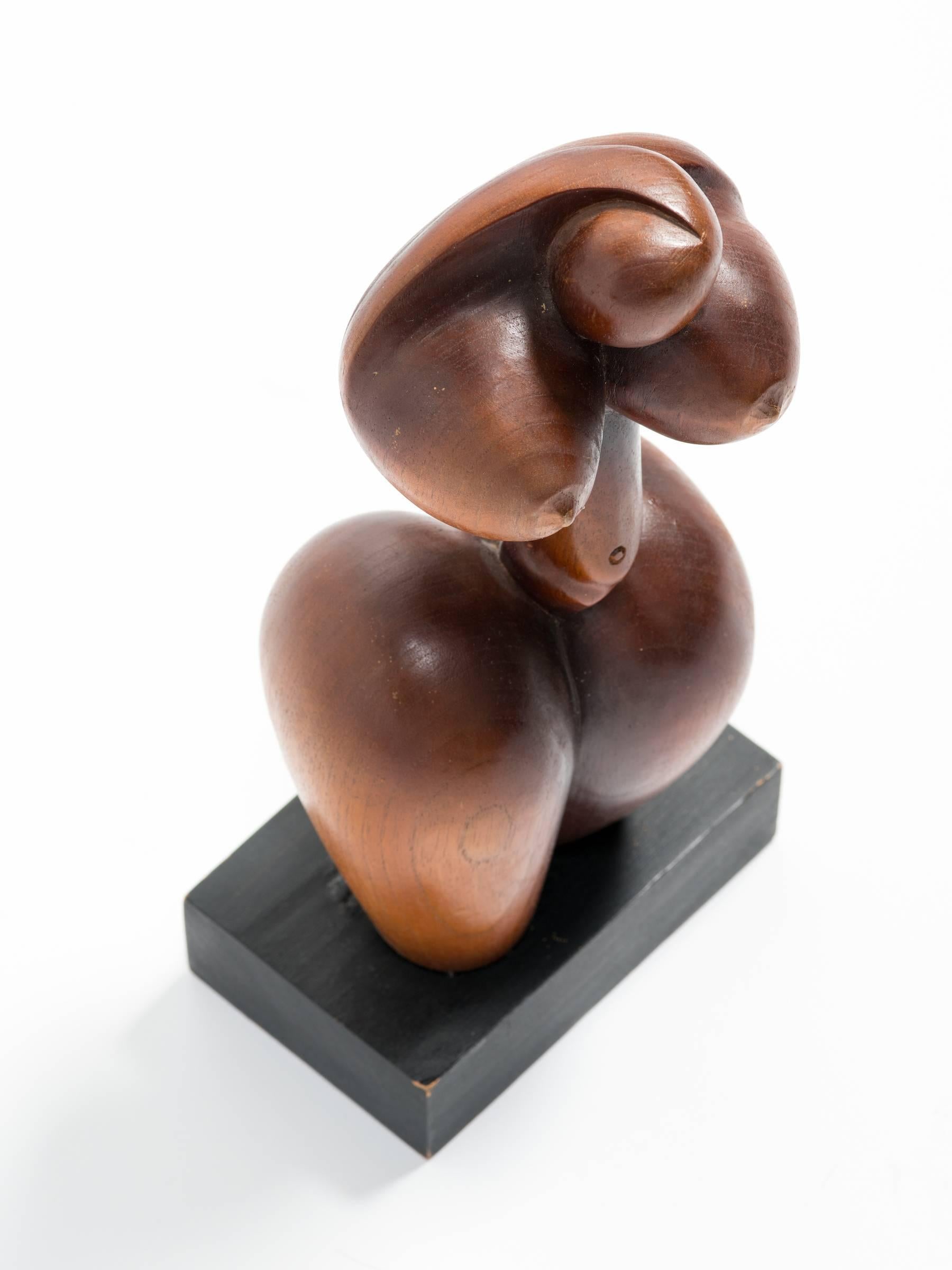 1960s Abstract Wood Statue of Female 1