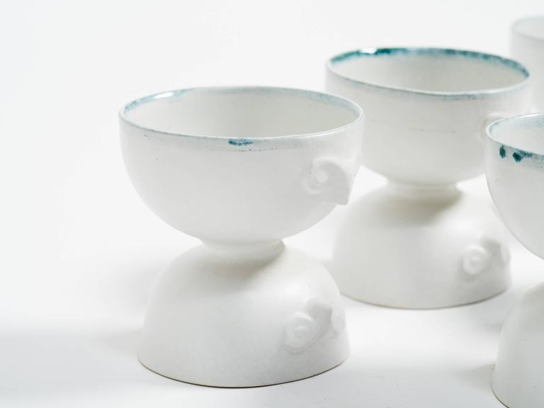 Five Italian Ceramic Inverted Bowls with Faces at 1stDibs