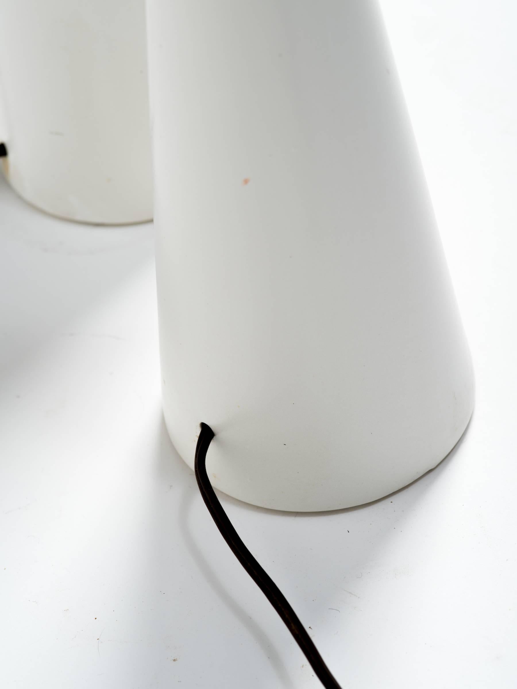 Mid-20th Century Pair of 1960s Danish Ceramic White Glazed Lamps