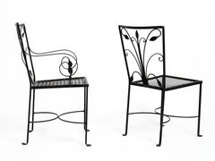 1950s Wrought Iron Outdoor Set with Six Dining Chairs and Table