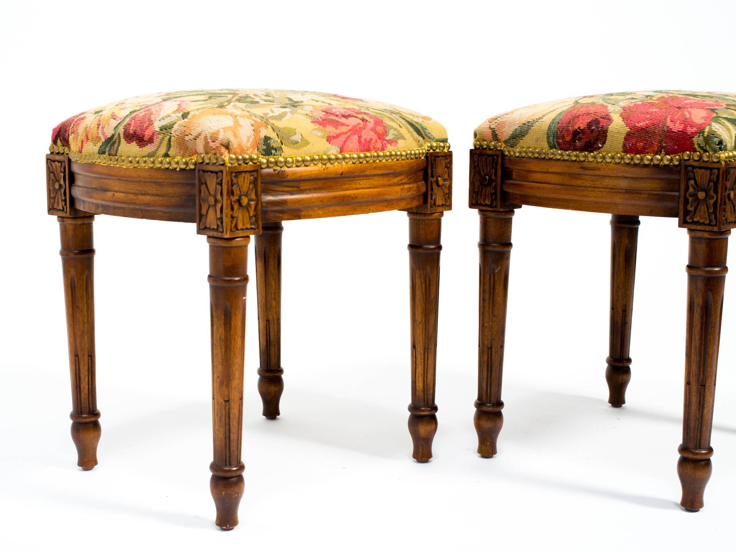 Pair of Wood French Style Footstools 2