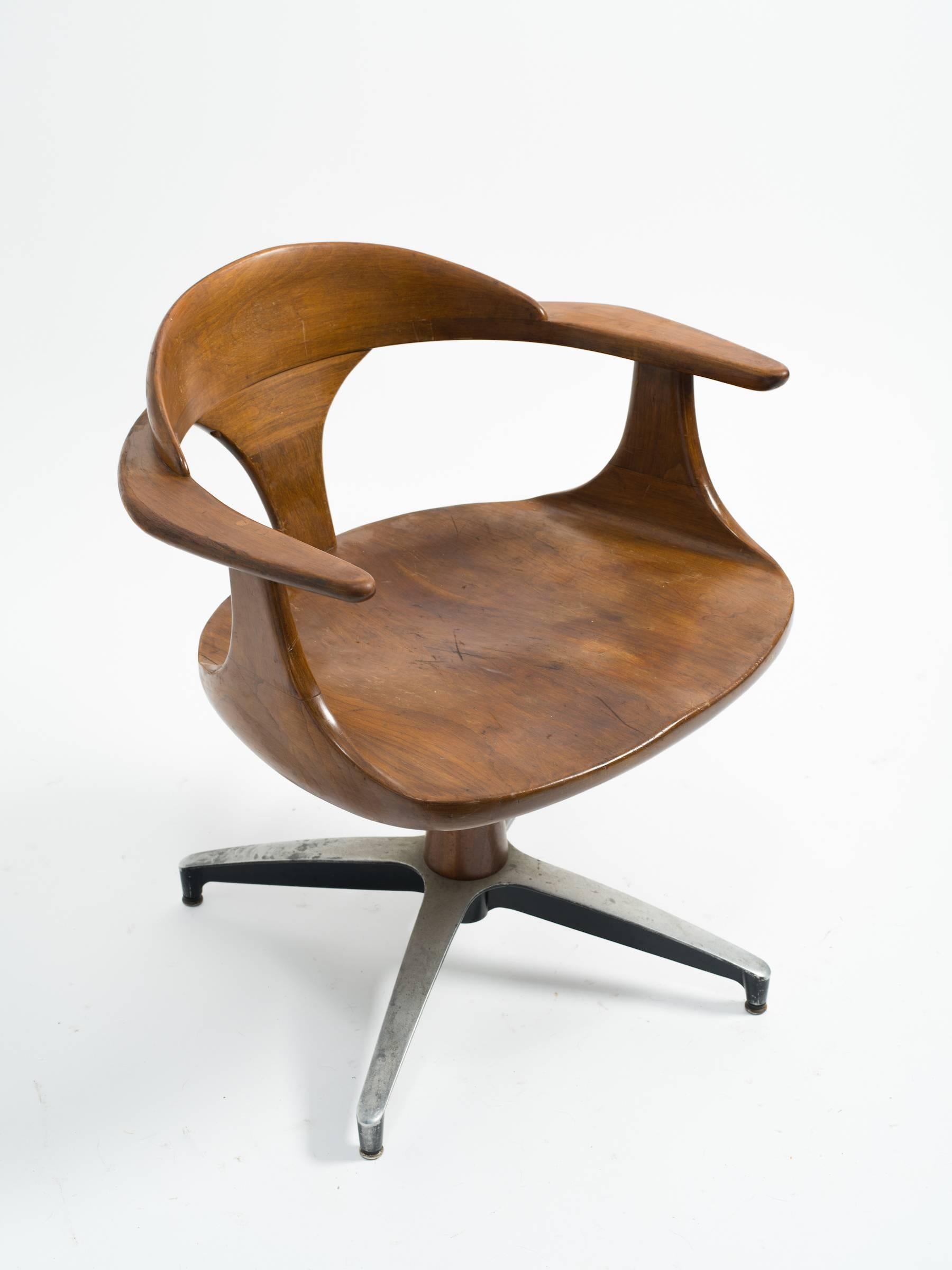 Three 1960s Wood Office Chairs 3