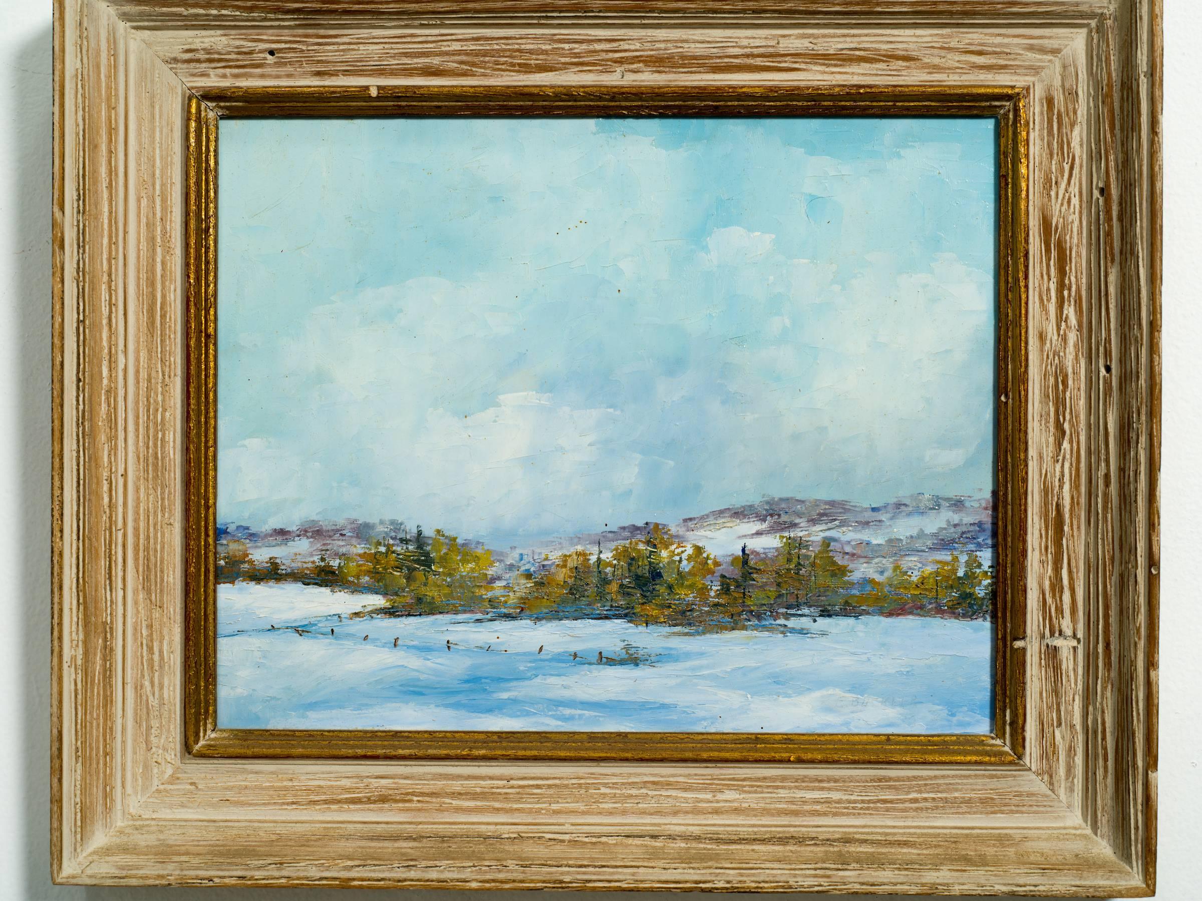 1950s small oil on board of a landscape, bought from Lord and Taylor.