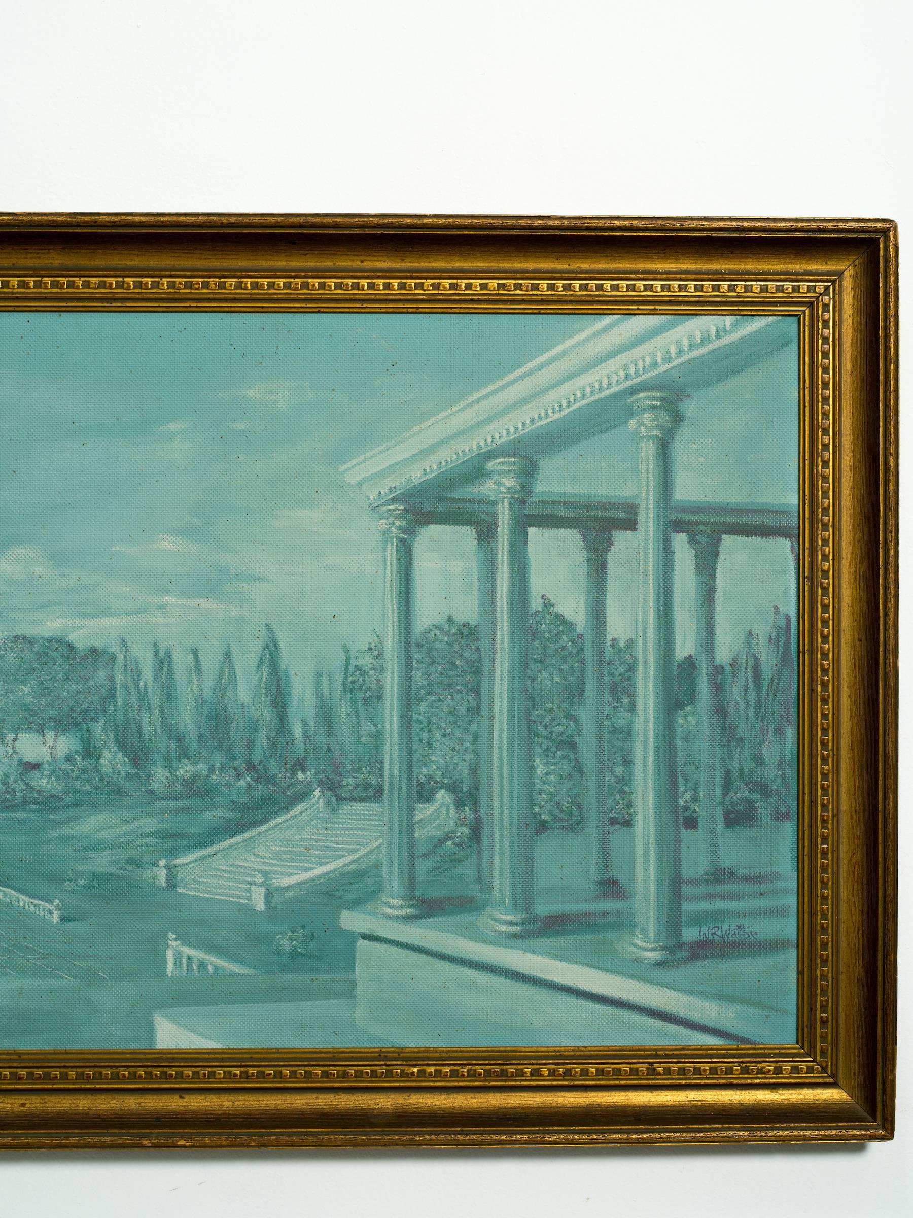 Mid-20th Century Oil on Board of Old Roman Architecture