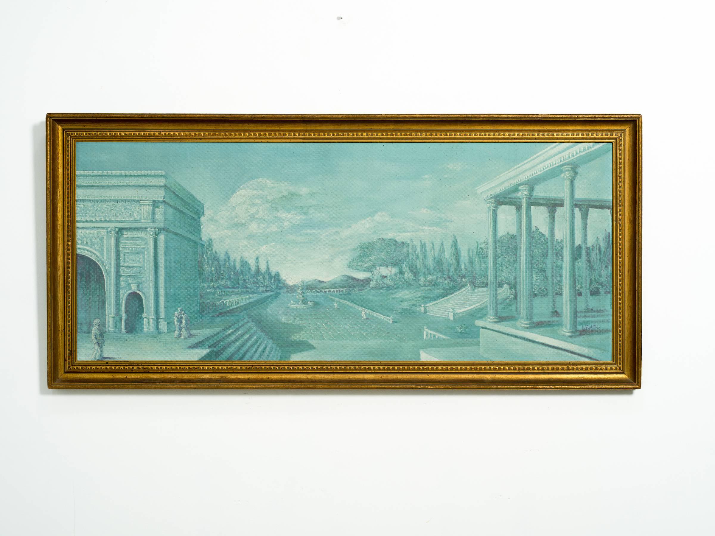 Oil on Board of Old Roman Architecture In Good Condition In Tarrytown, NY