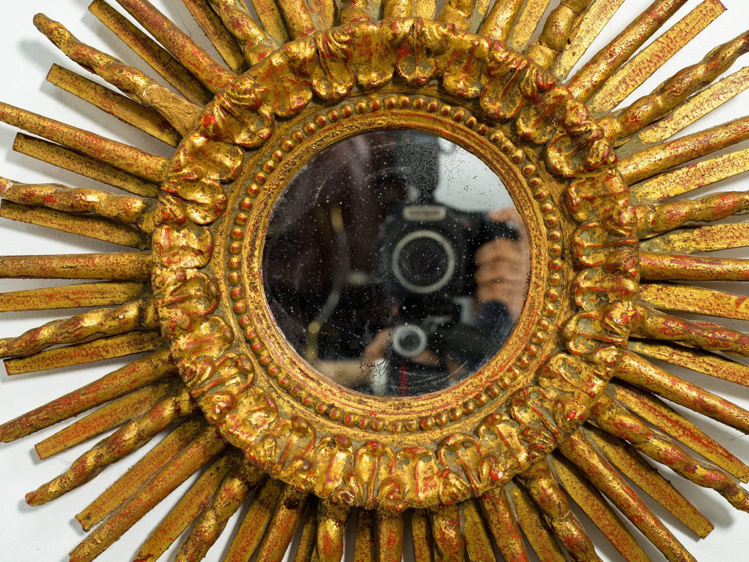 Mid-20th Century Italian Giltwood Sunburst Mirror