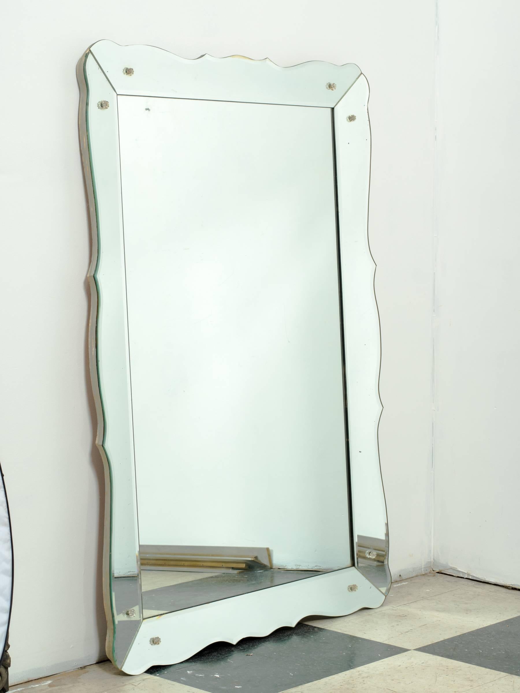 Large Mid-Century Venetian Style Beveled Mirror 1