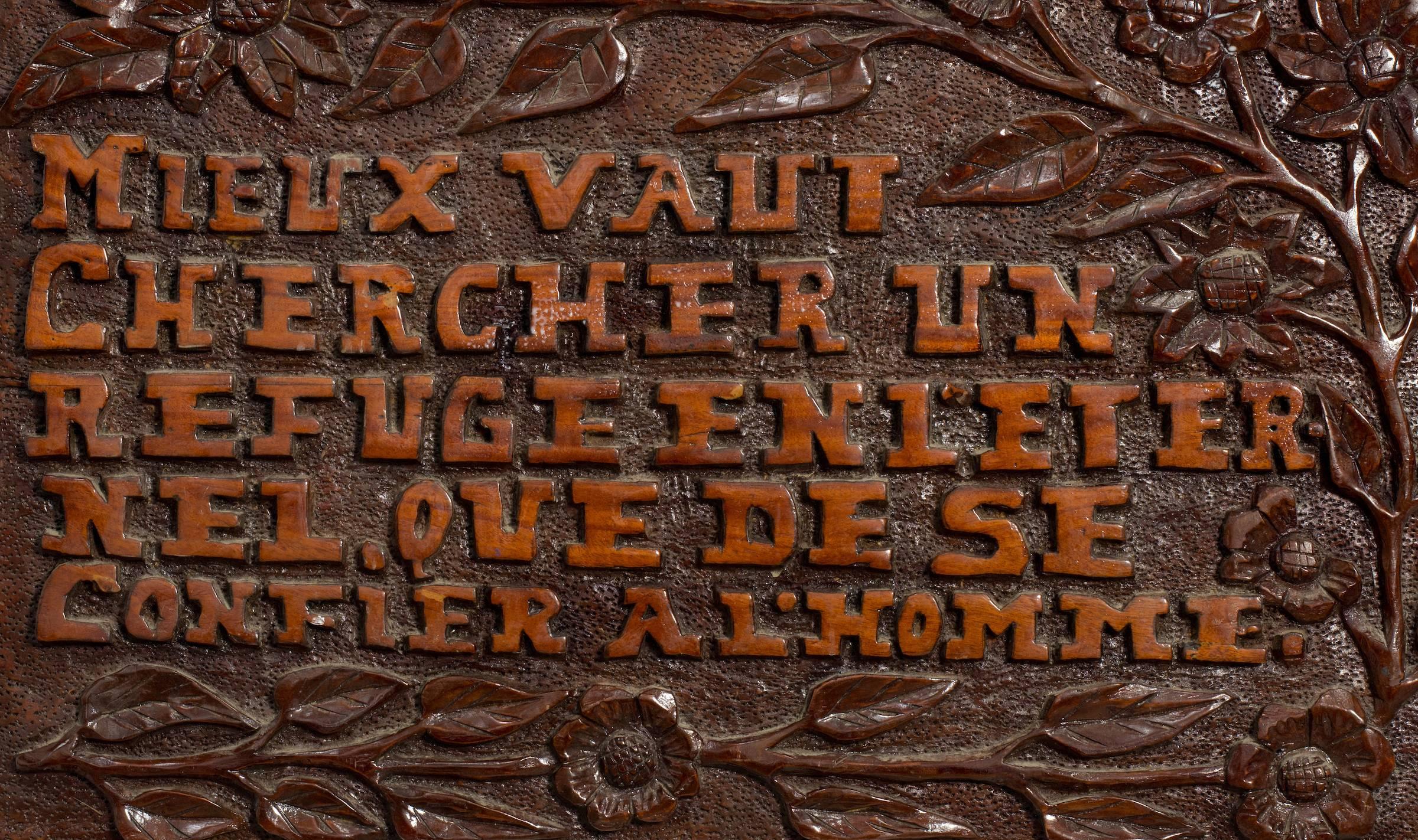 Carved Wood Sign in French In Good Condition In Tarrytown, NY