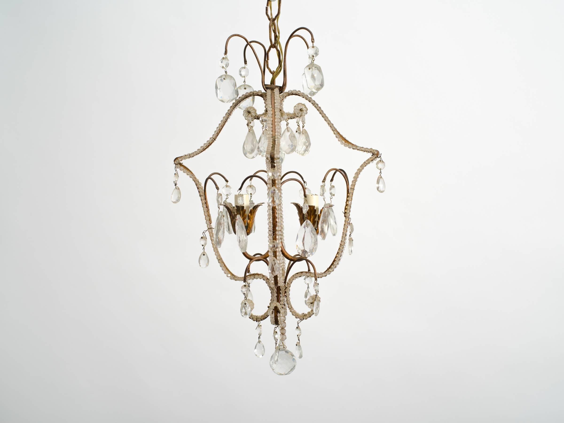 Italian Vintage Beaded Hall Fixture In Good Condition For Sale In Tarrytown, NY