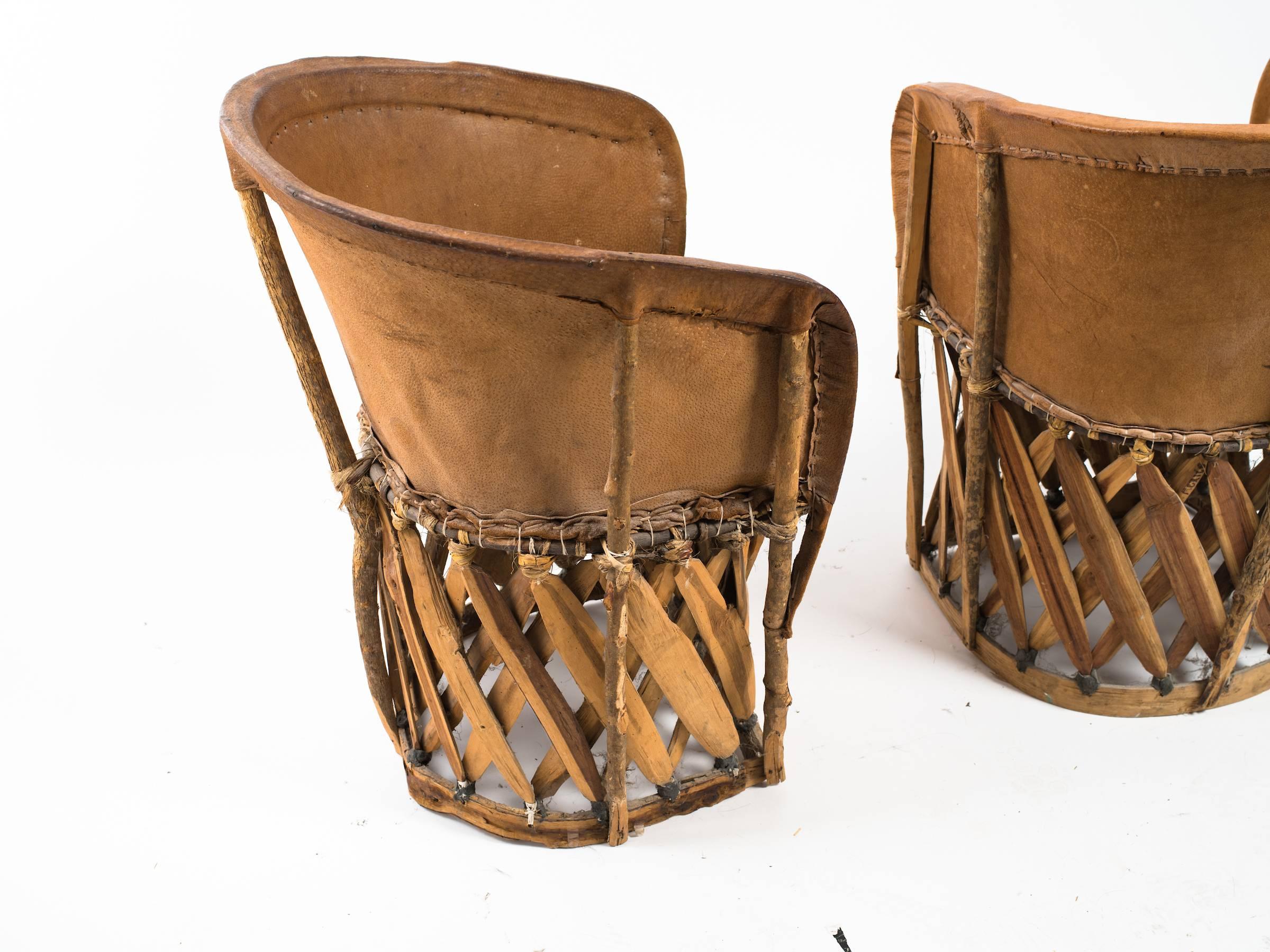 Four Leather Safari Chairs 4