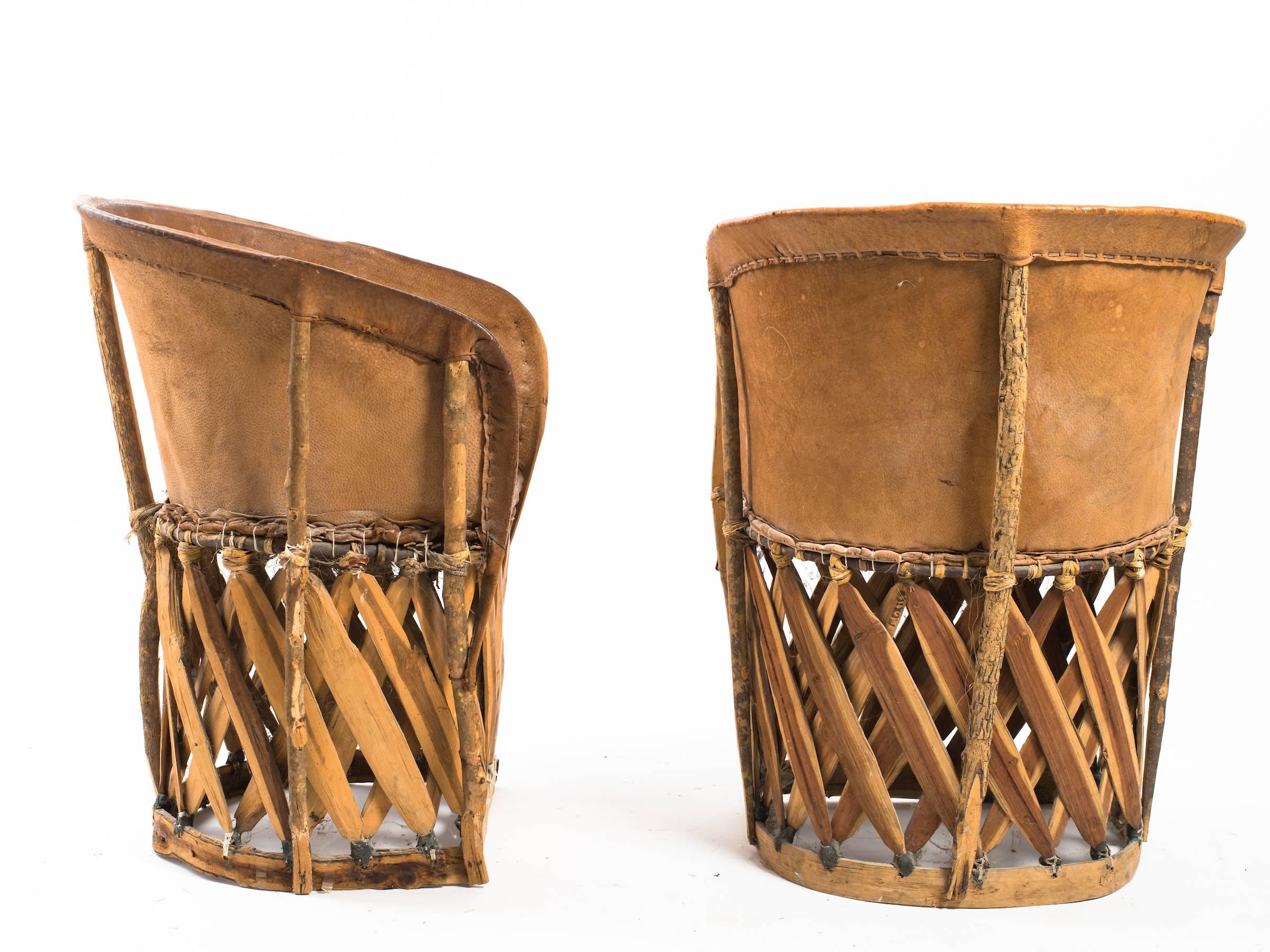 Four Leather Safari Chairs 3