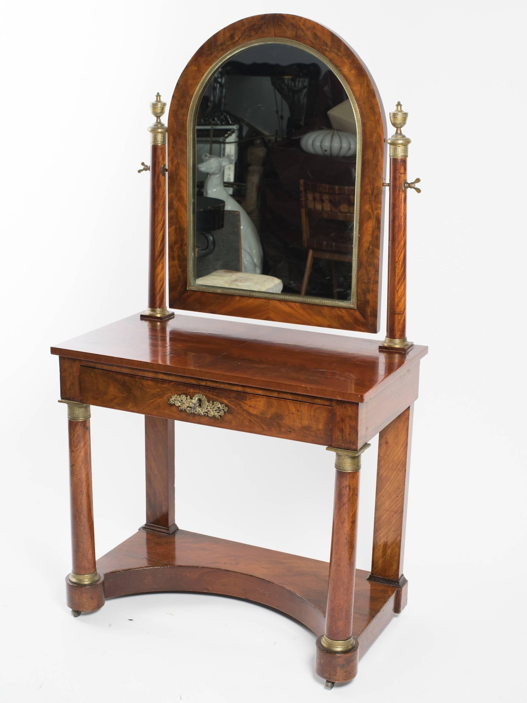 19th century Empire dressing table and mirror. Still has the receipt from the 1980s that says it was bought for $ 5300.00.