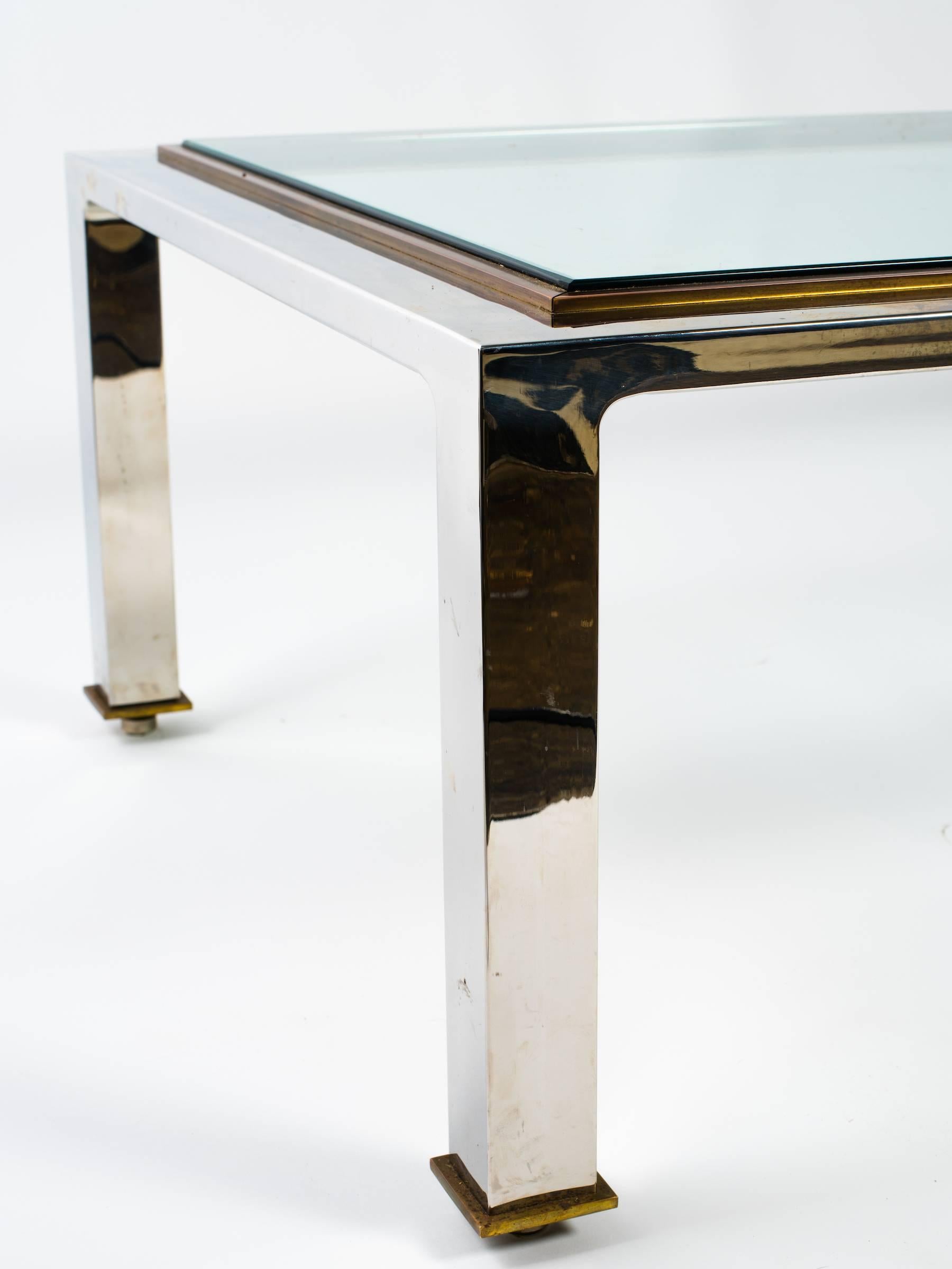 1970s Chrome and Brass Coffee Table In Good Condition In Tarrytown, NY