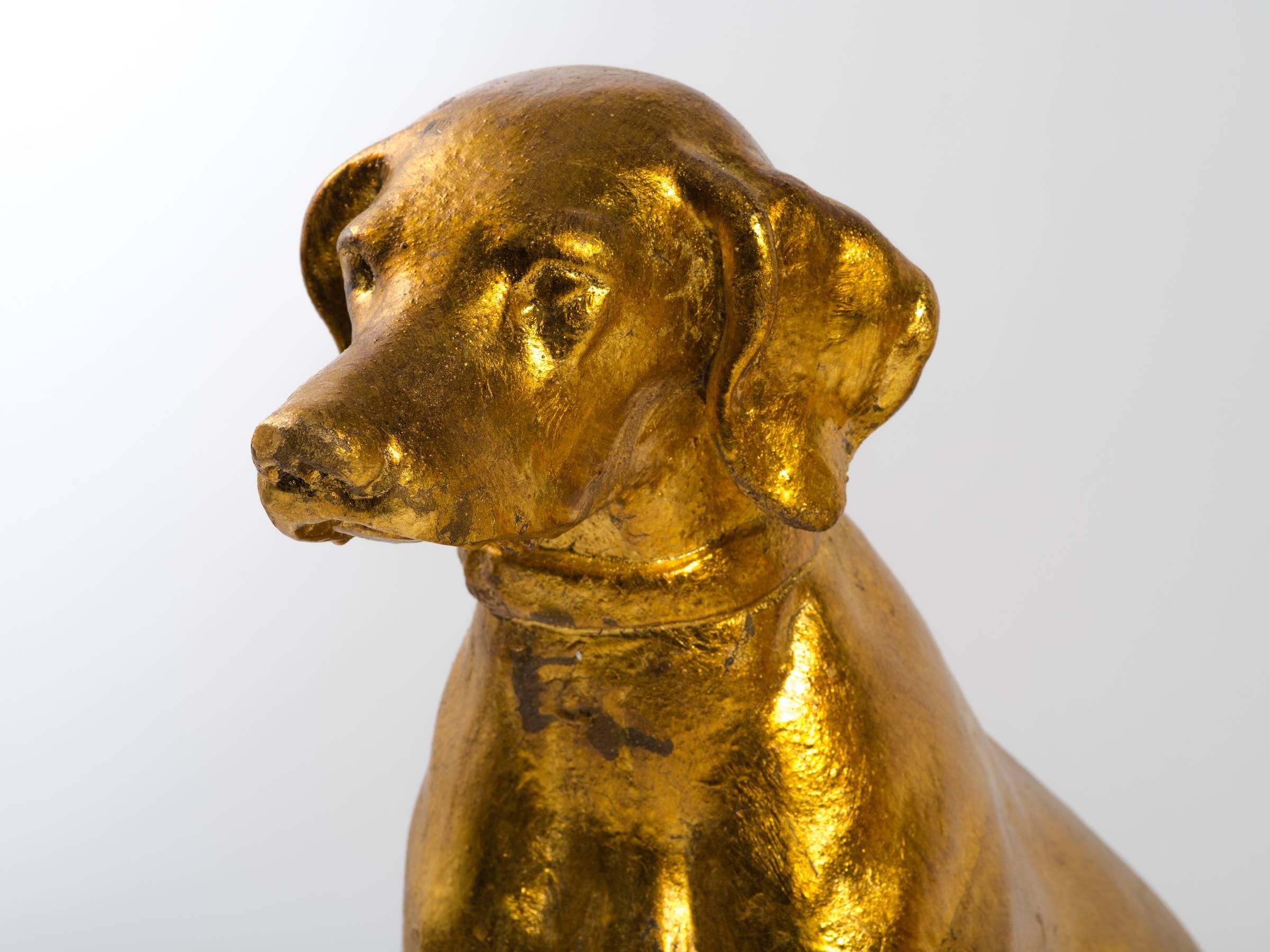 Pair of 1960s Italian Terracotta Gilt Labradors In Good Condition In Tarrytown, NY