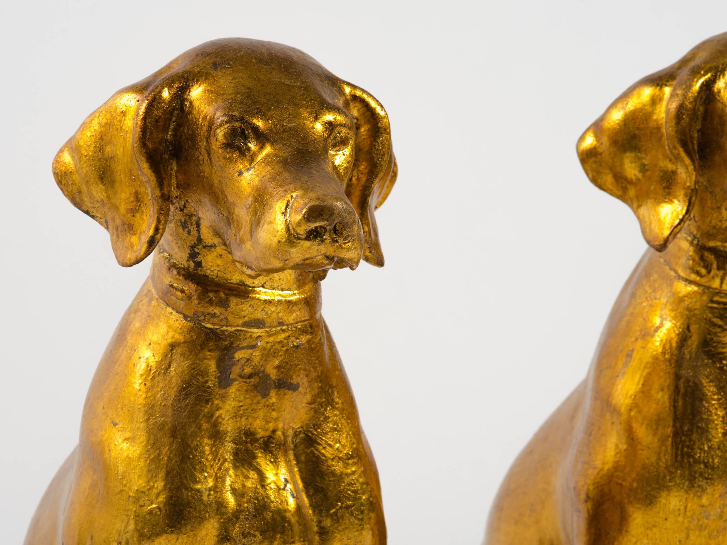 Mid-20th Century Pair of 1960s Italian Terracotta Gilt Labradors