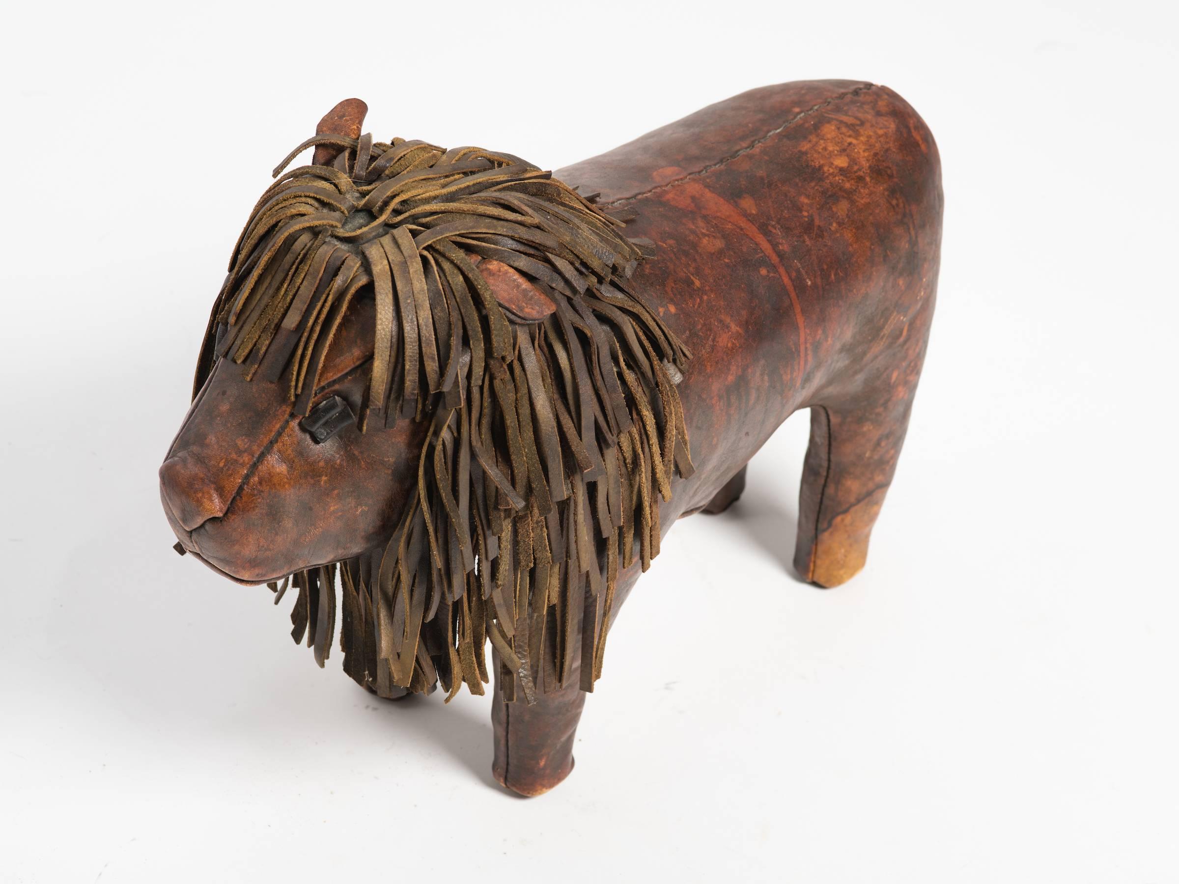 Contemporary Dimitri Omersa Leather Lion Footstool