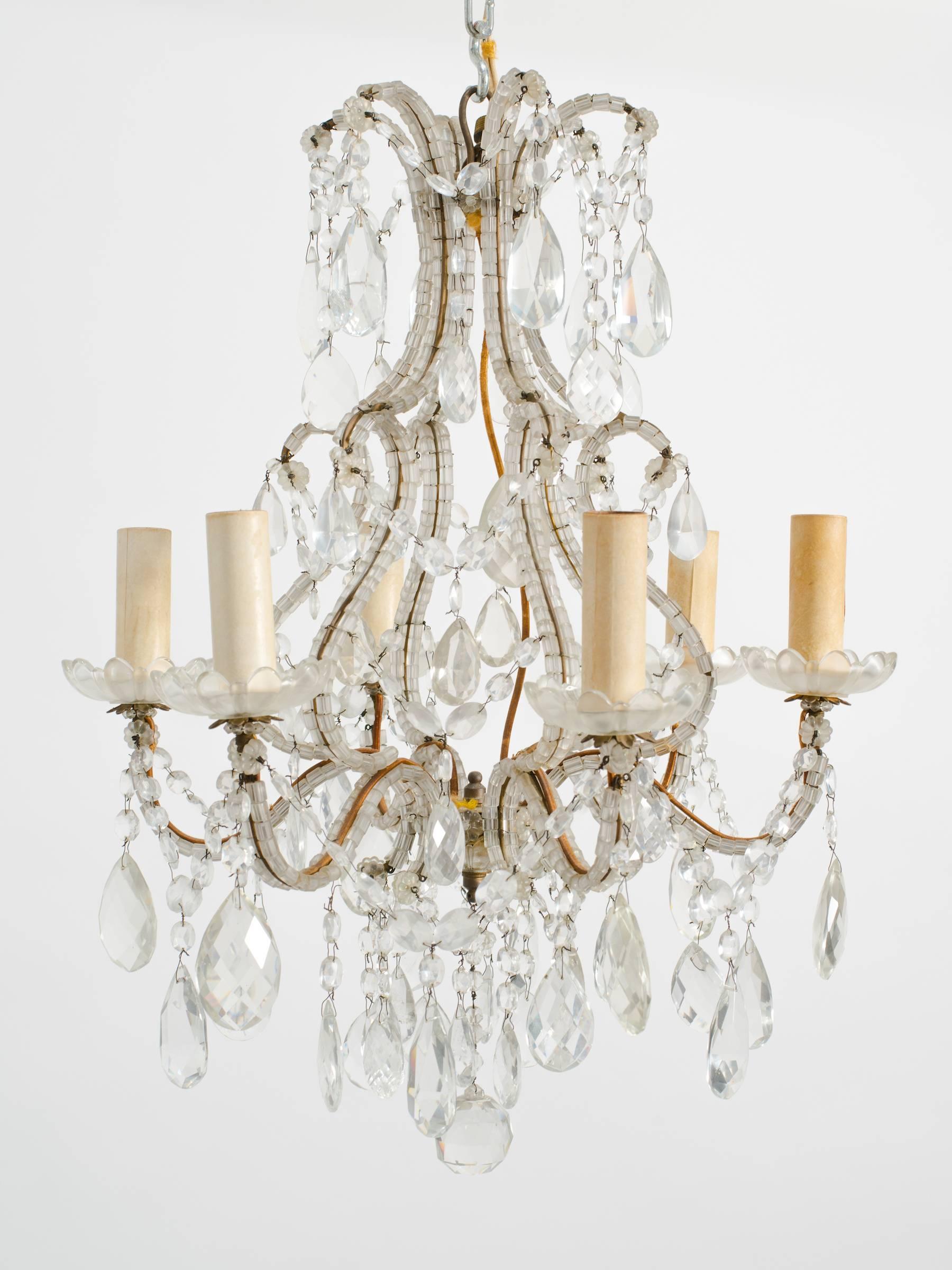 Elegant French beaded chandelier from a Scarsdale NY mansion.