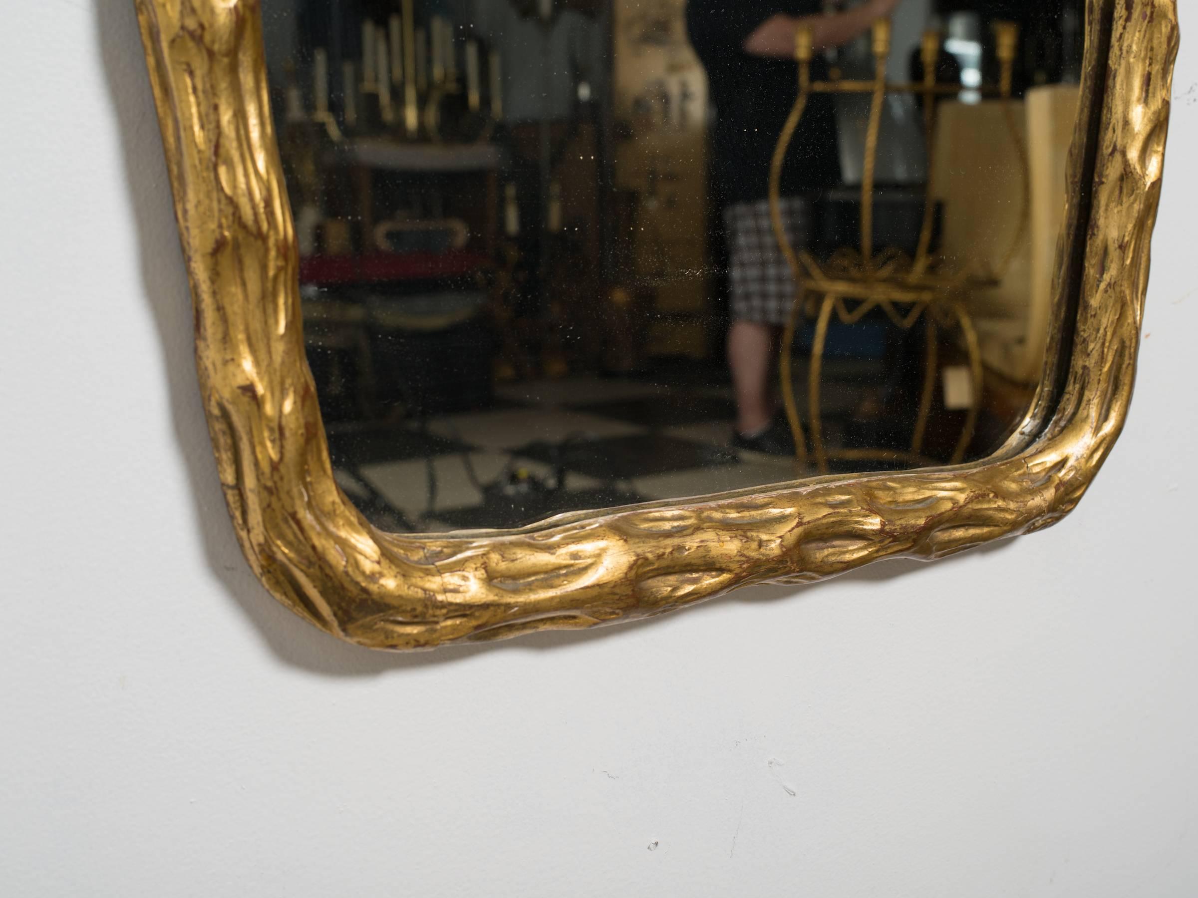 1940s Hollywood Regency Carved Wood Draped Mirror from Italy 1