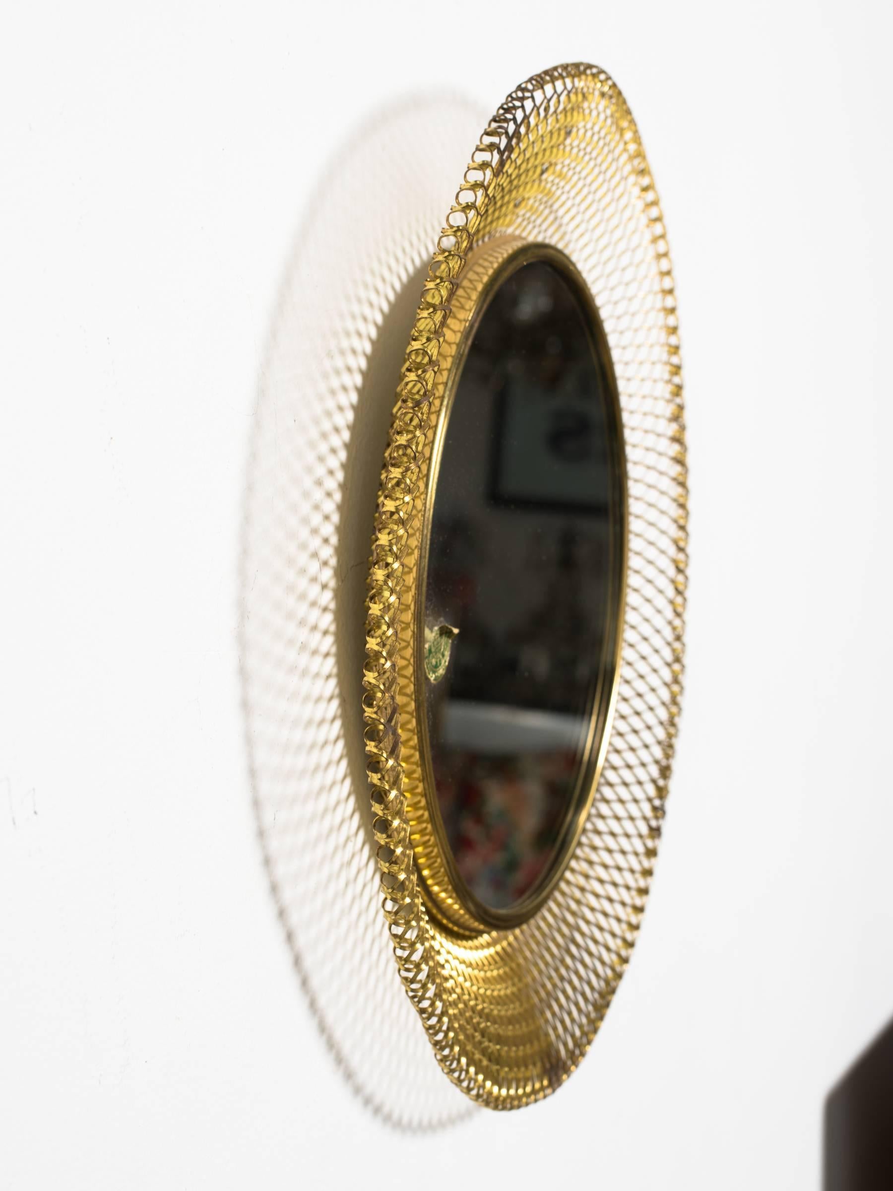1960s German Brass Woven Round  Mirror 3