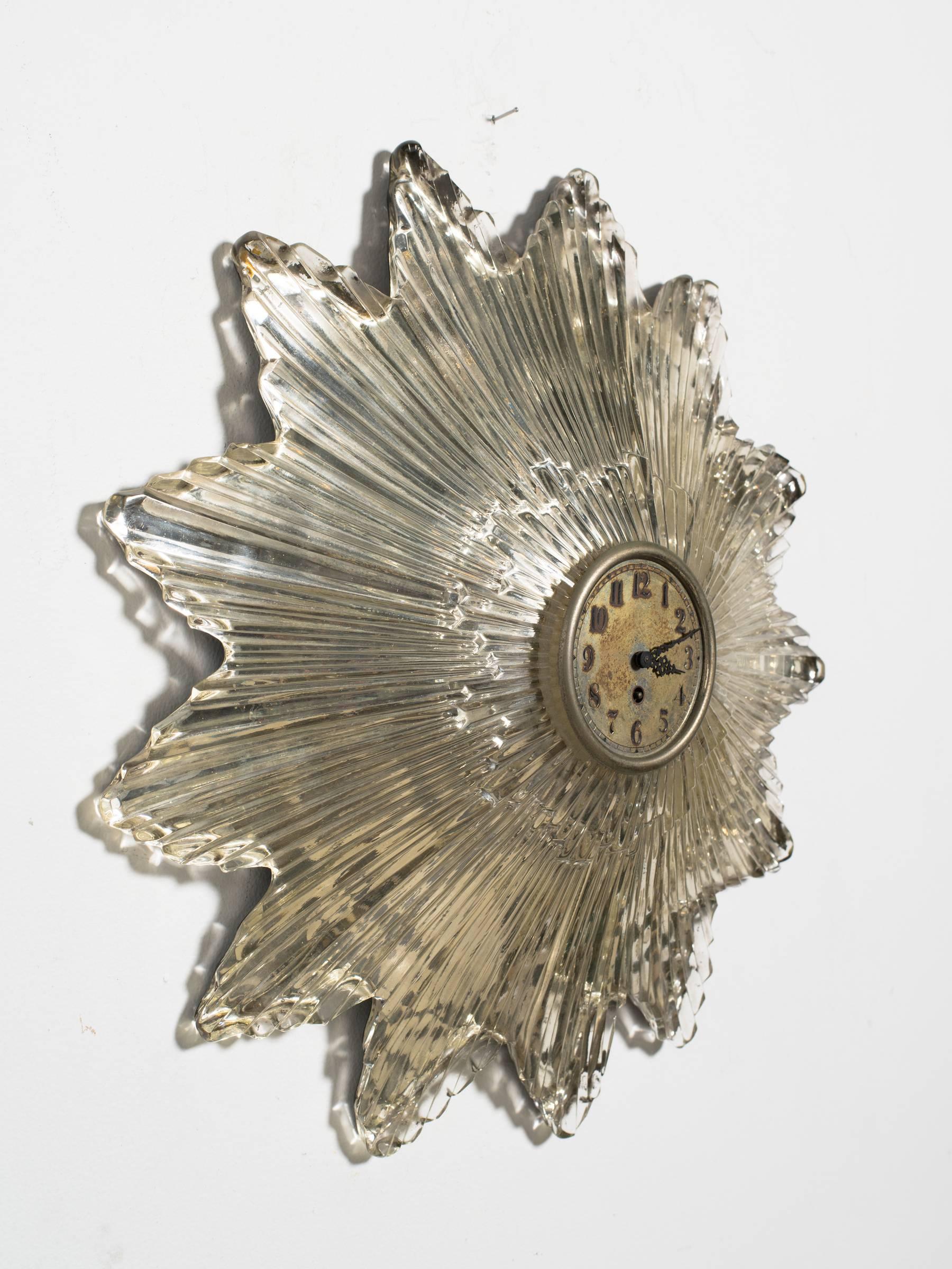 1930s Silvered Starburst Clock or Mirror In Good Condition In Tarrytown, NY