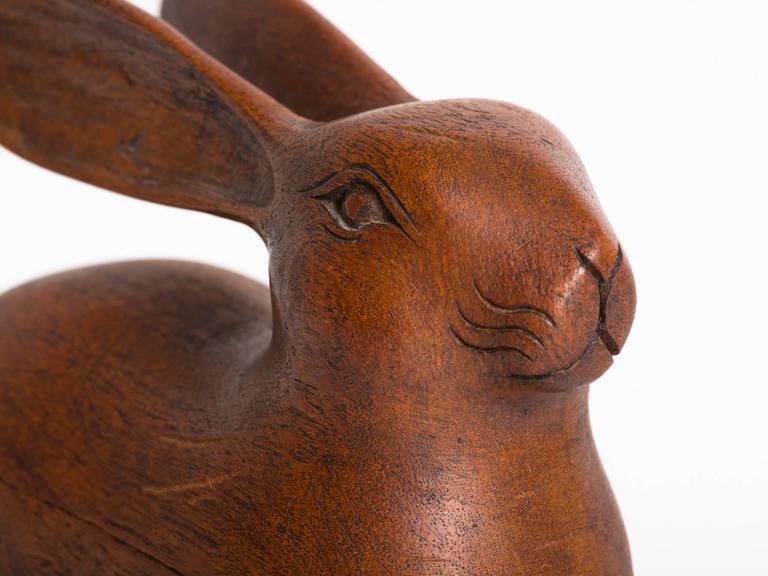 1940s French Carved Wood Rabbit Box at 1stDibs