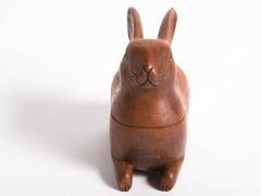 1940s French Carved Wood Rabbit Box