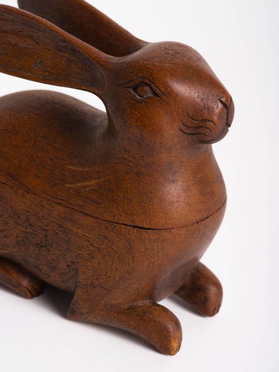 1940s French Carved Wood Rabbit Box at 1stDibs